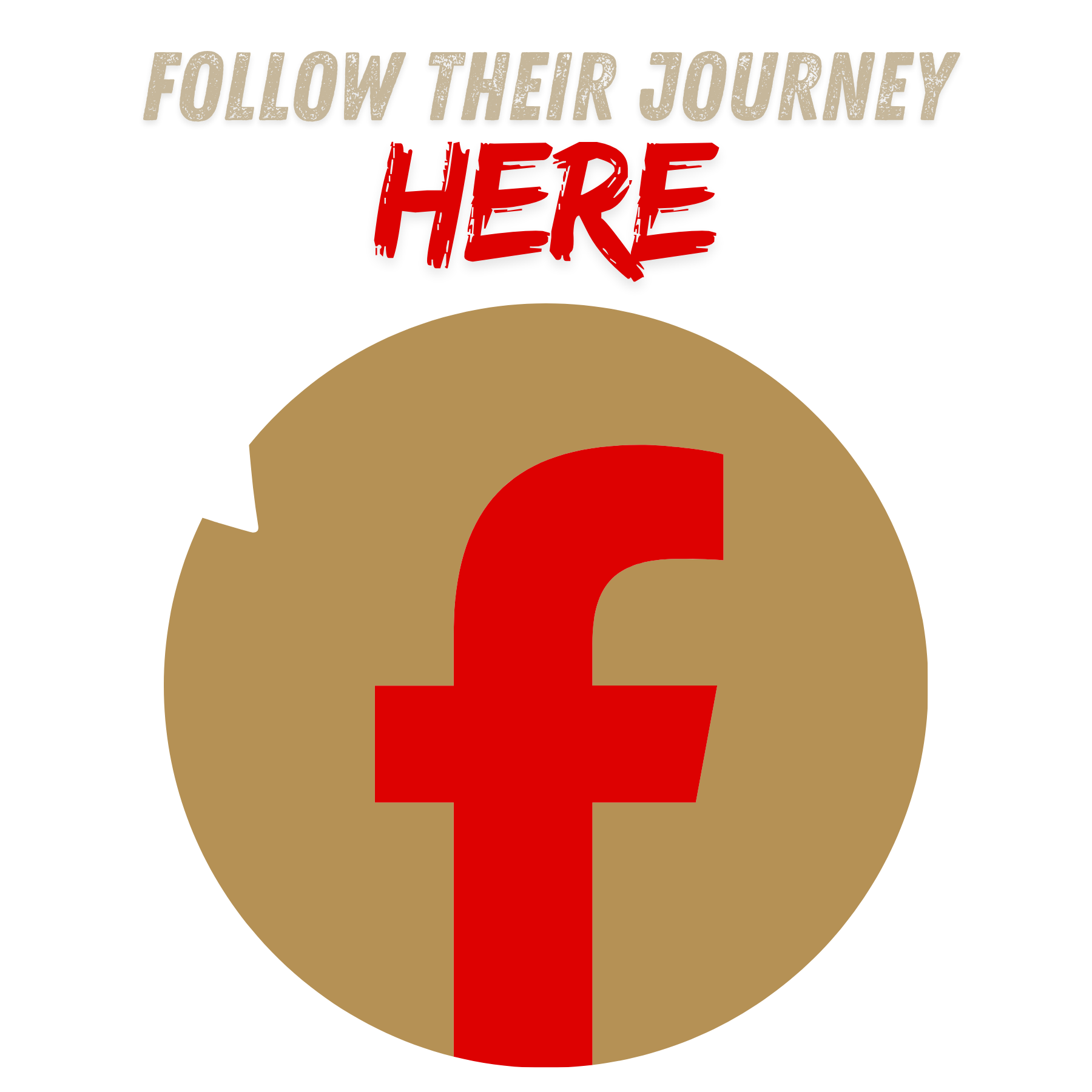Illustration with text 'Follow their journey here' and a circular arrow pointing to a color-coded pie chart with red, beige, and red sections.