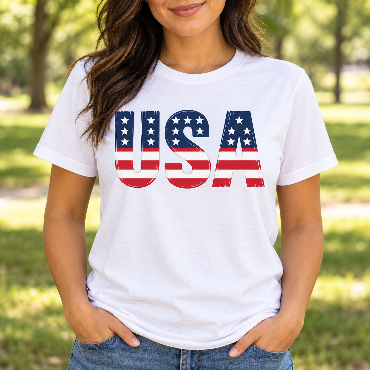 USA Flag Vintage Lettering Tee