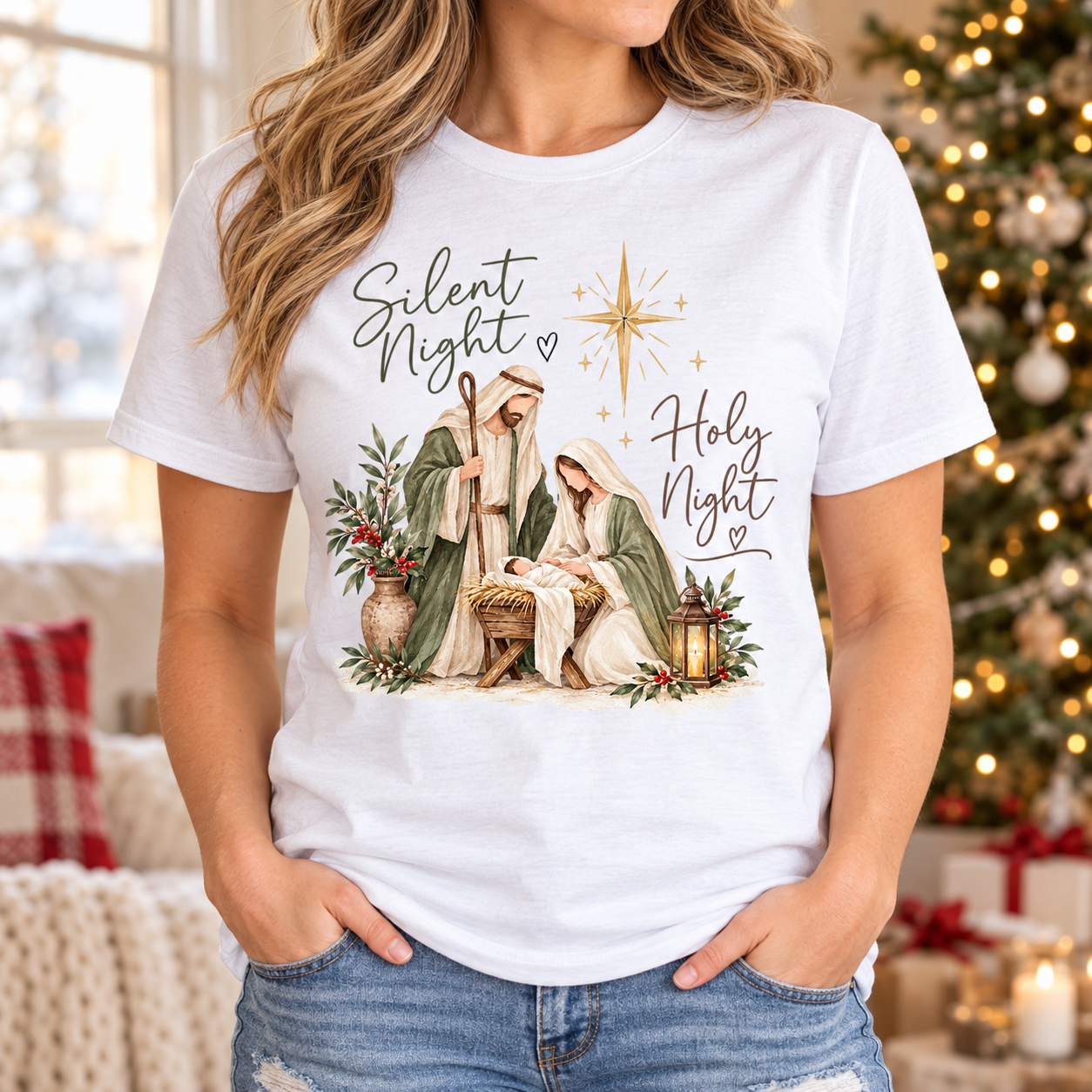 Silent Night Nativity Christmas Tee