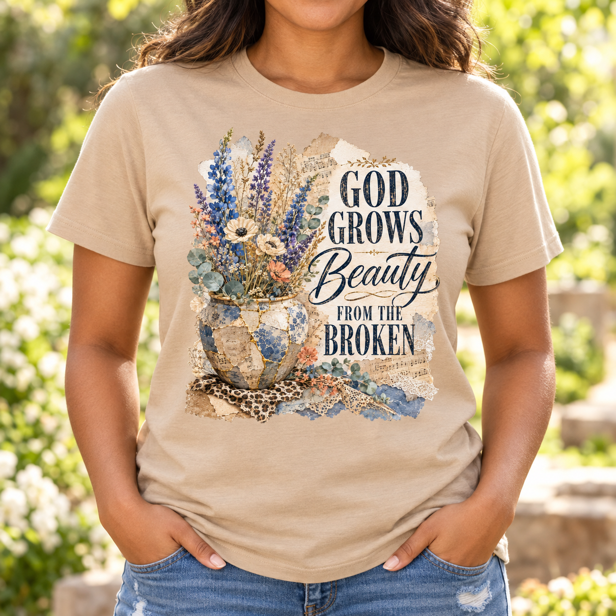 God Grows Beauty Vintage Faith Tee