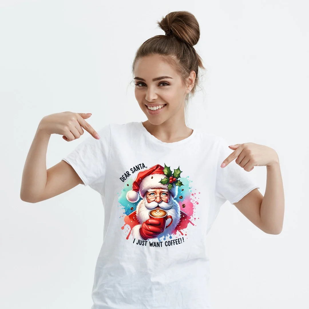 Dear Santa I Just Want Coffee Christmas T-Shirt