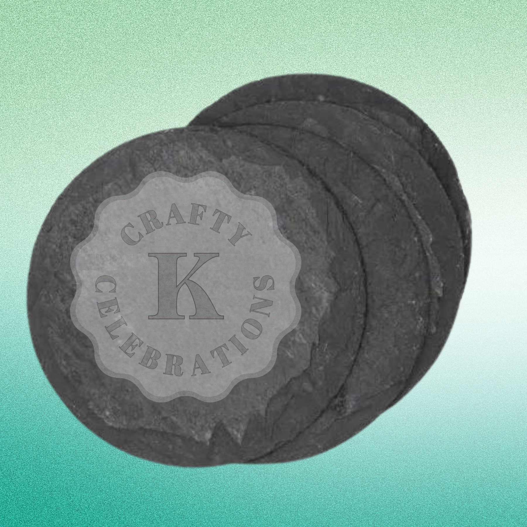 Laser Engraved Round Slate Coaster Set