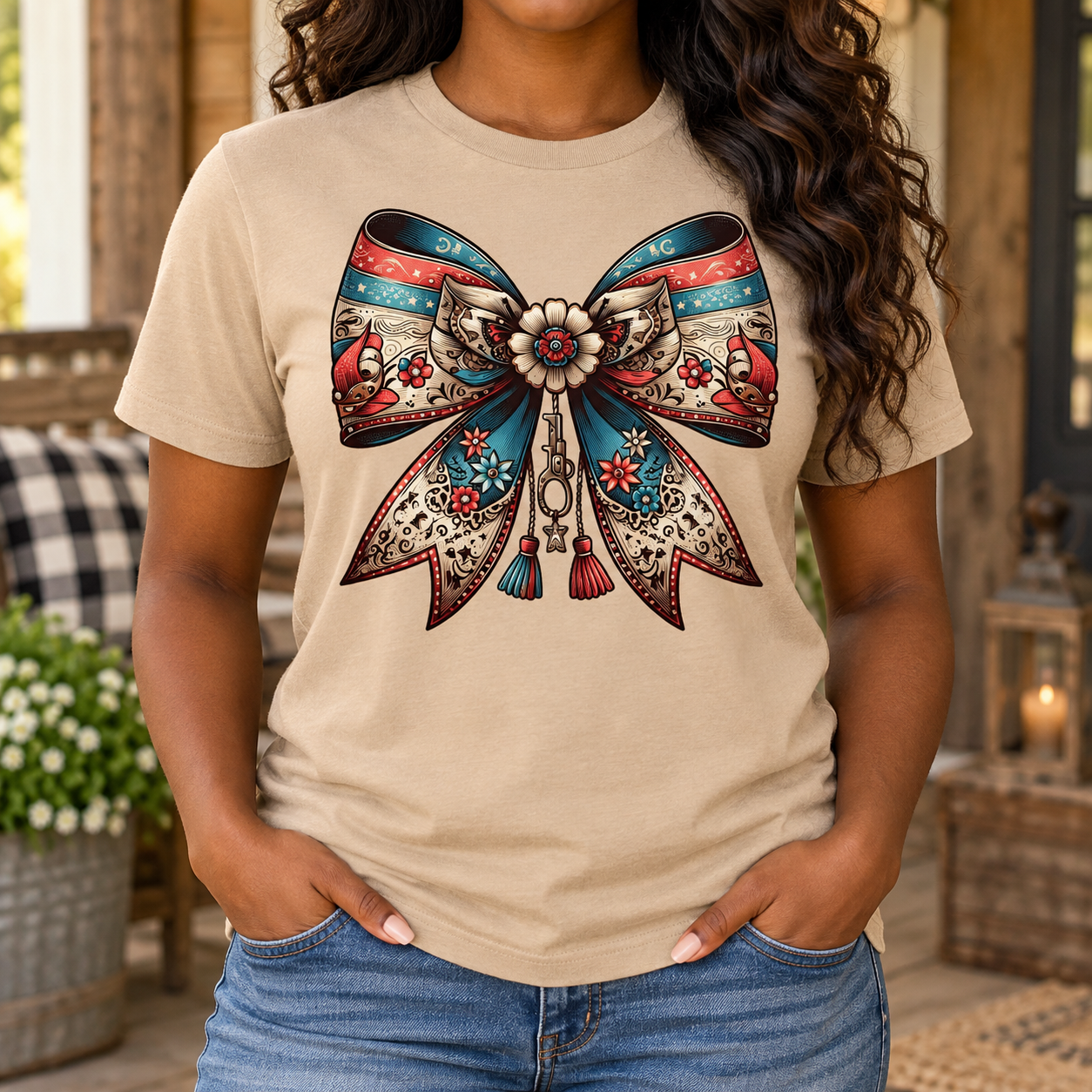 Western Tassel Bow Graphic Tee