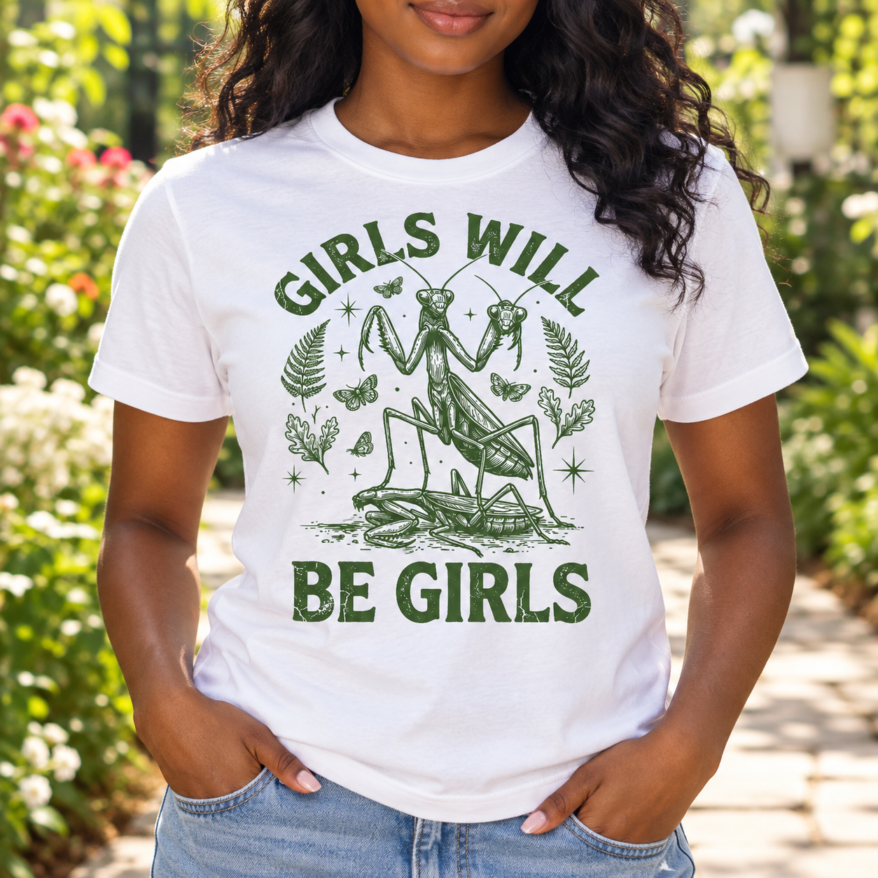 Girls Will Be Girls Botanical Mantis Tee