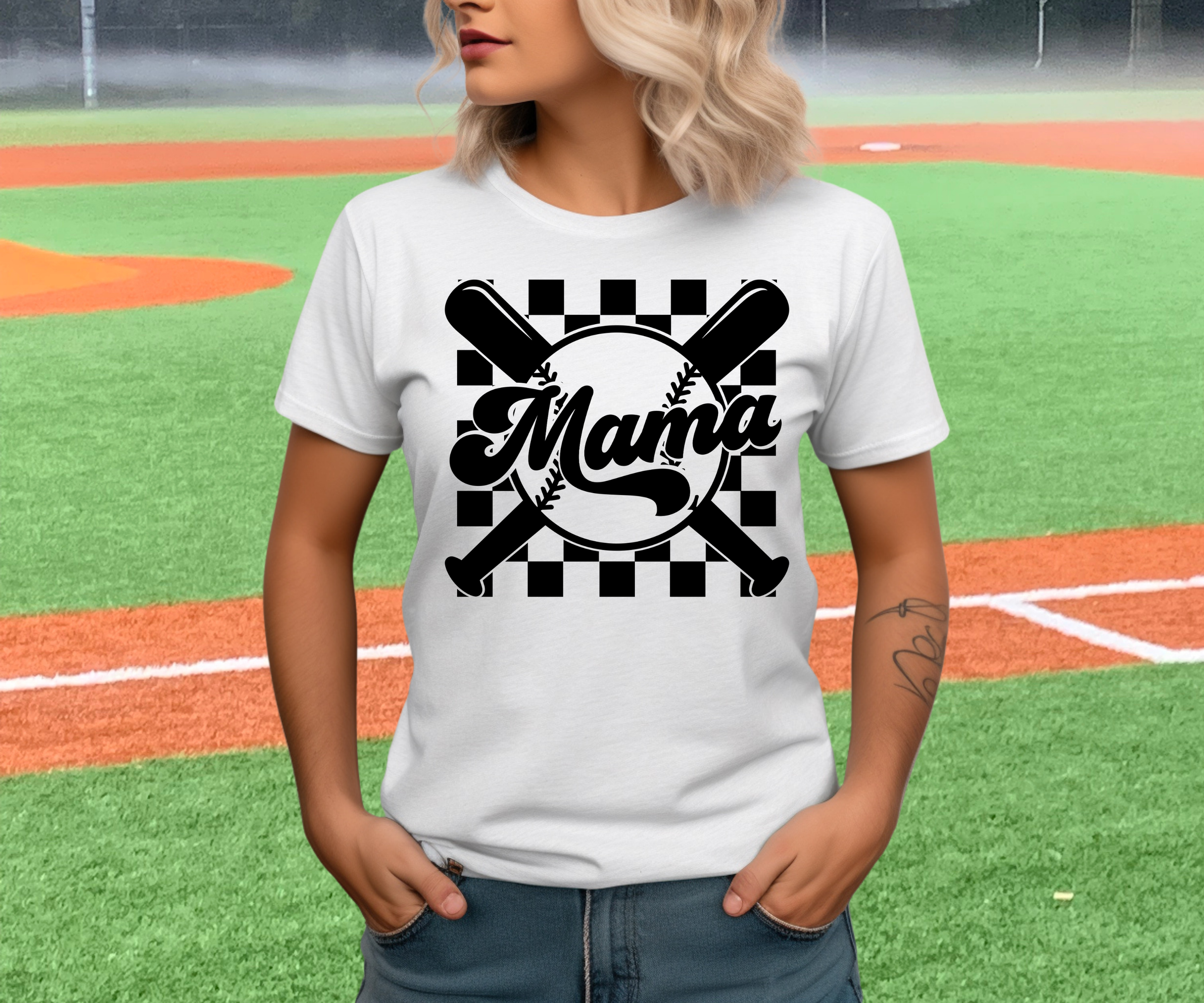 Baseball Mama Checkered Shirt