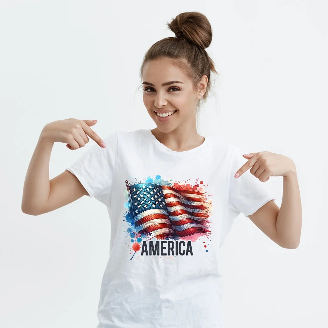 America Waving Flag Patriotic T-Shirt