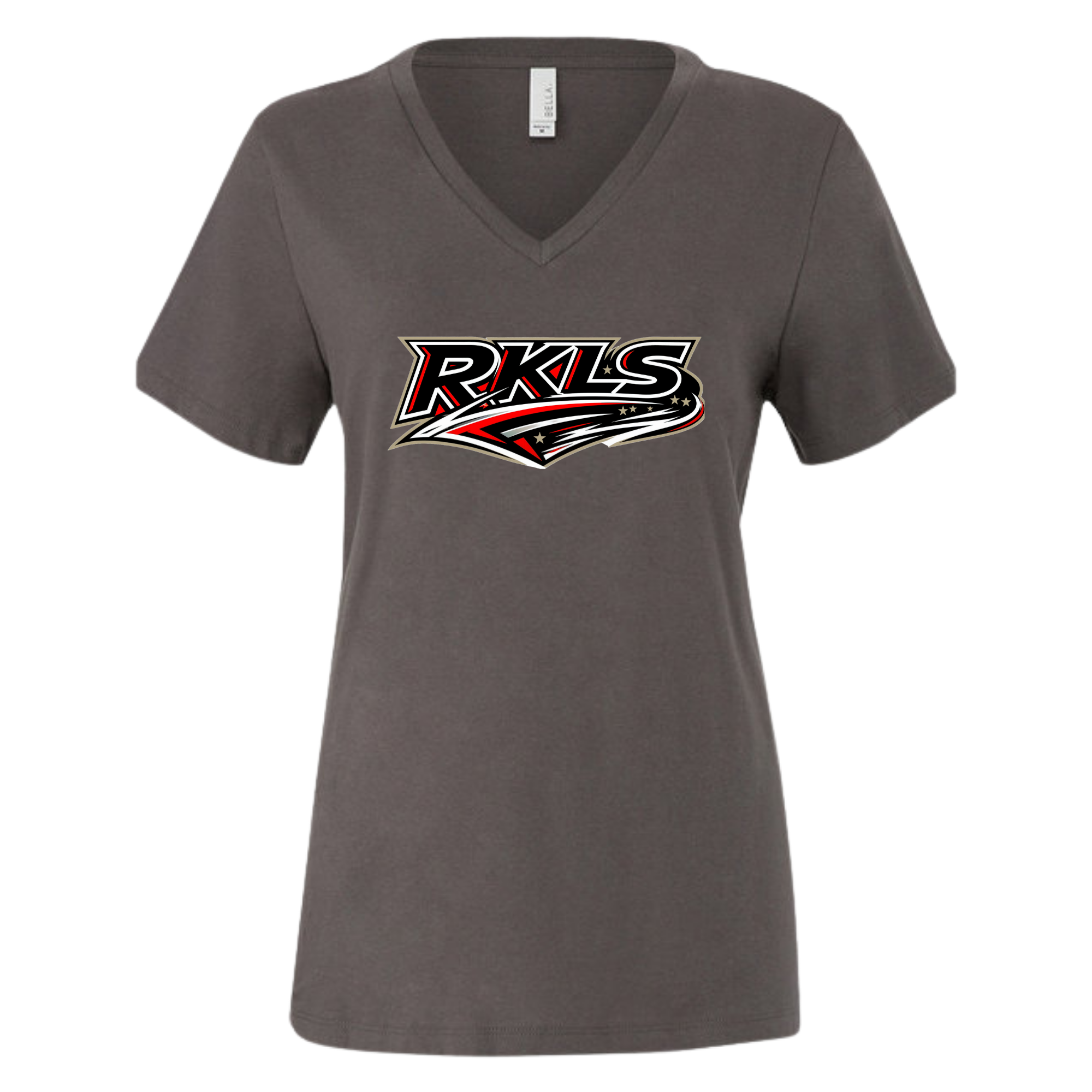pinellas-reckless-baseball-dark-gray-womens-jersey-v-neck-t-shirt-front-logo.png
