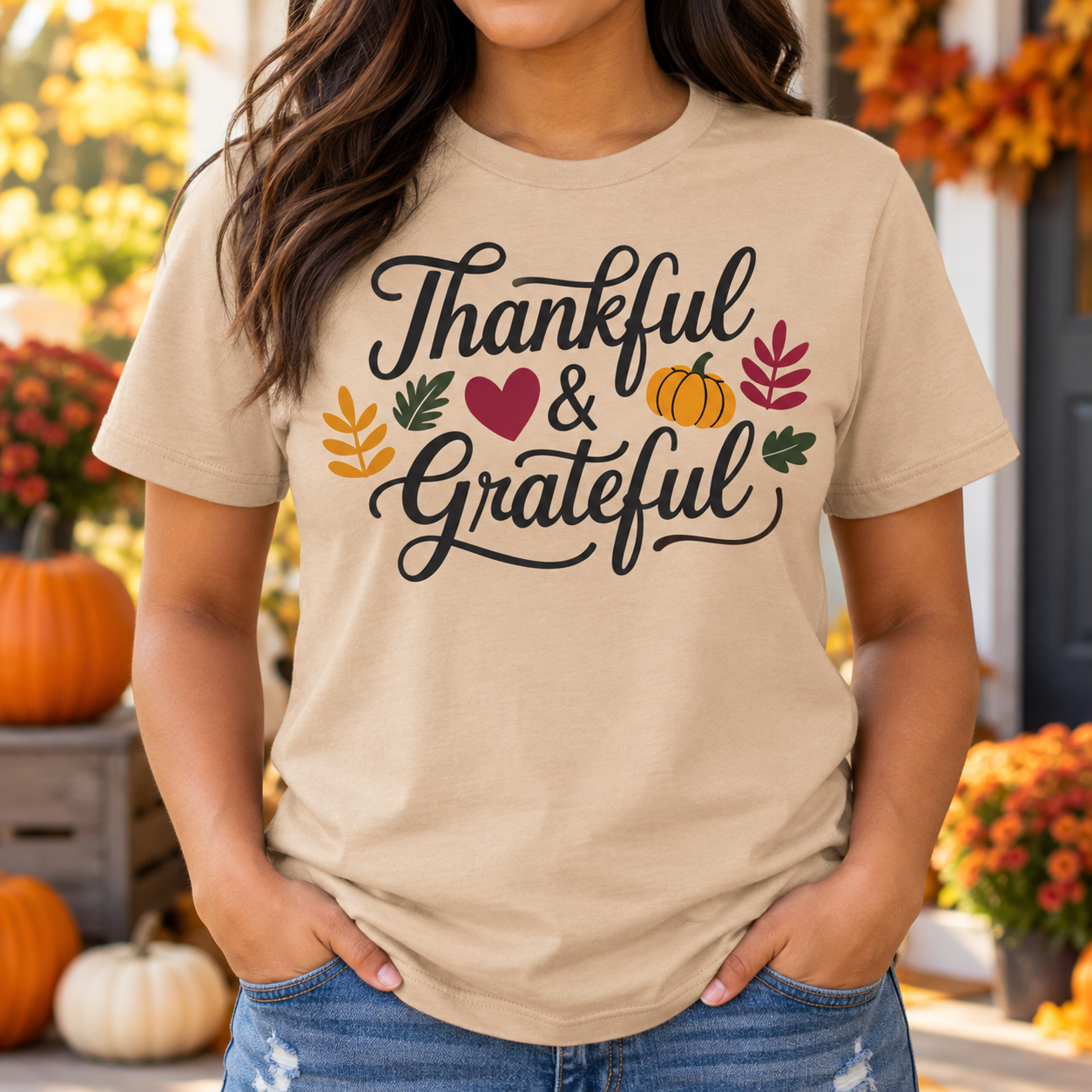 Thankful and Grateful Fall Graphic Tee