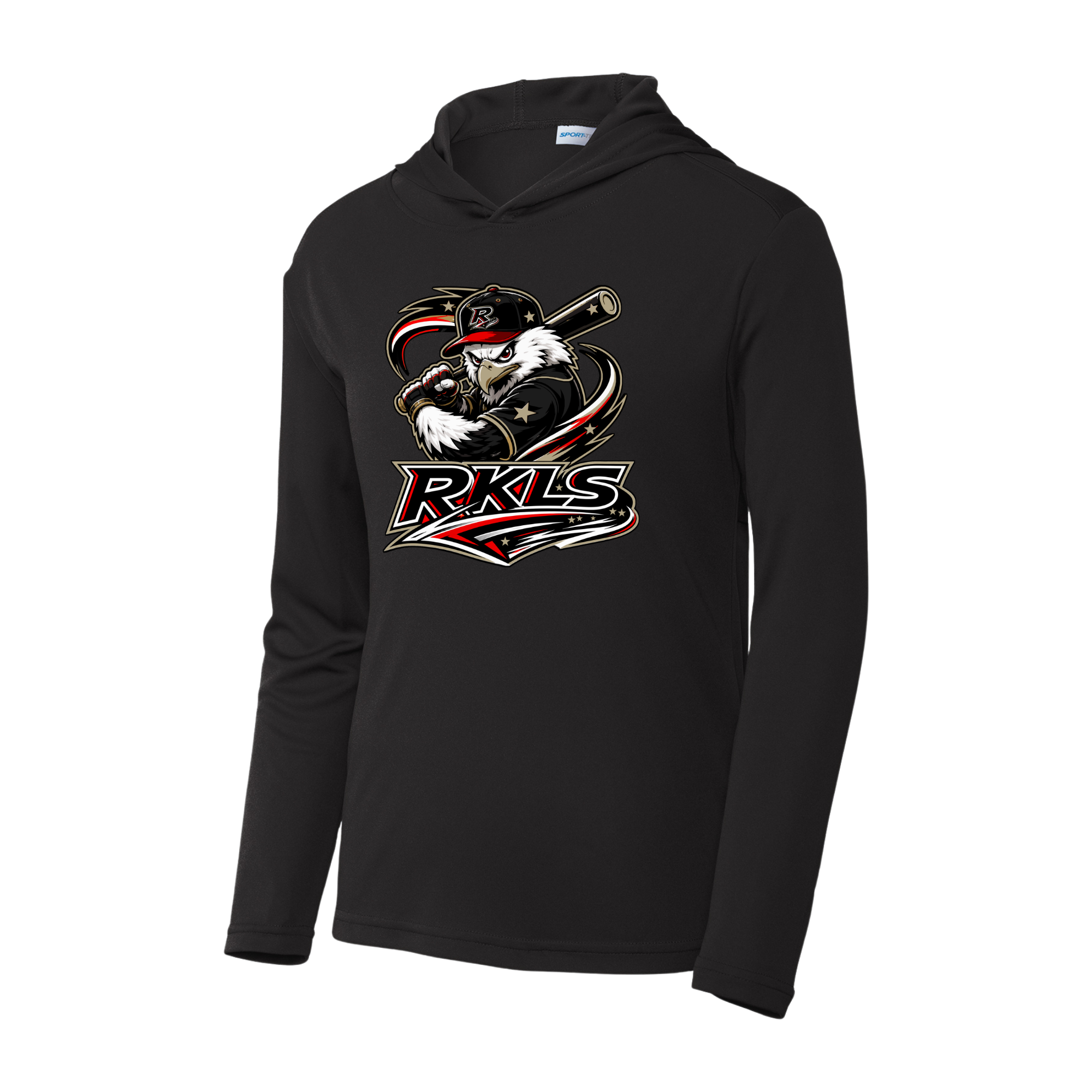 pinellas-reckless-baseball-black-youth-performance-hooded-pullover-front-logo.png