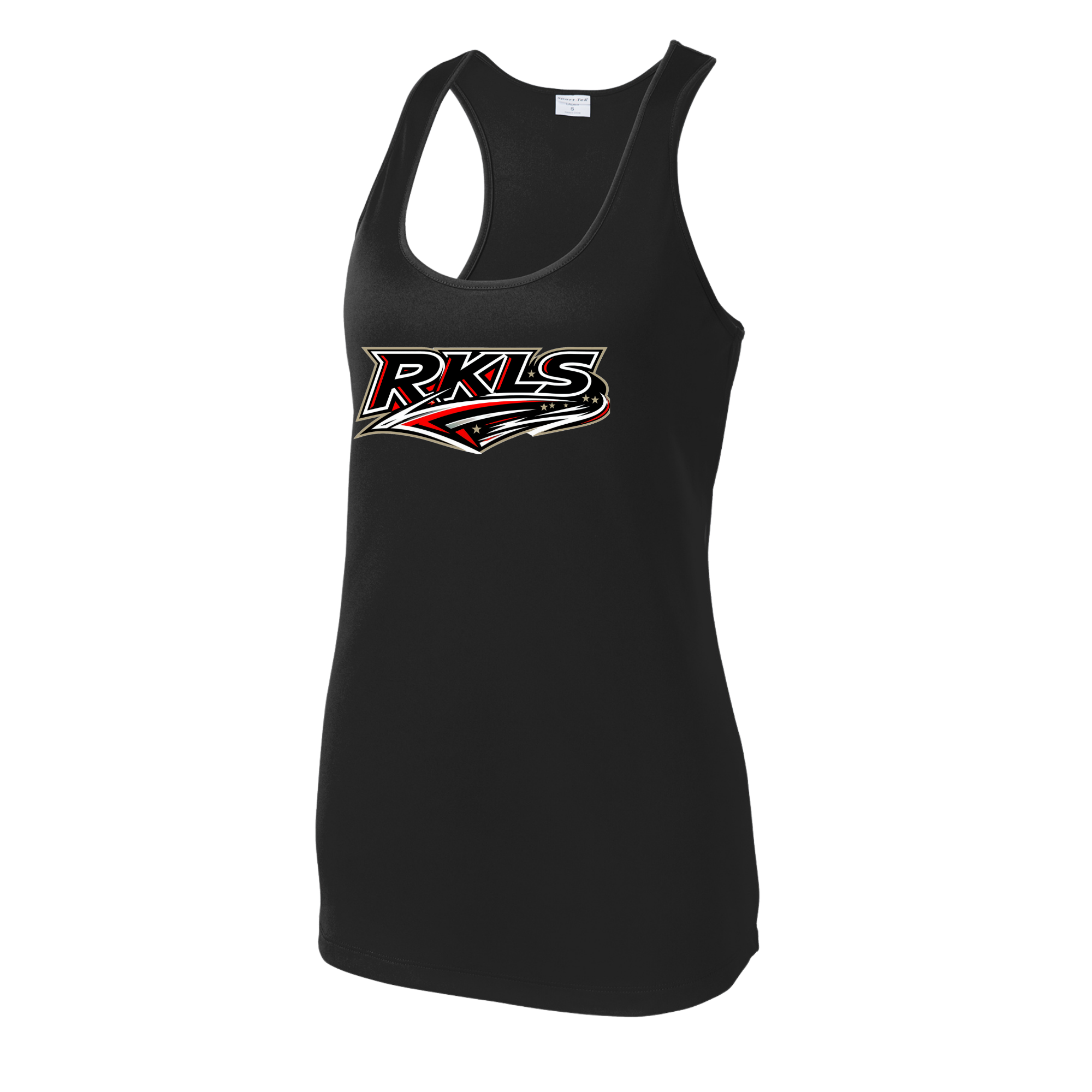 pinellas-reckless-baseball-black-womens-performance-racerback-tank-front-logo.png