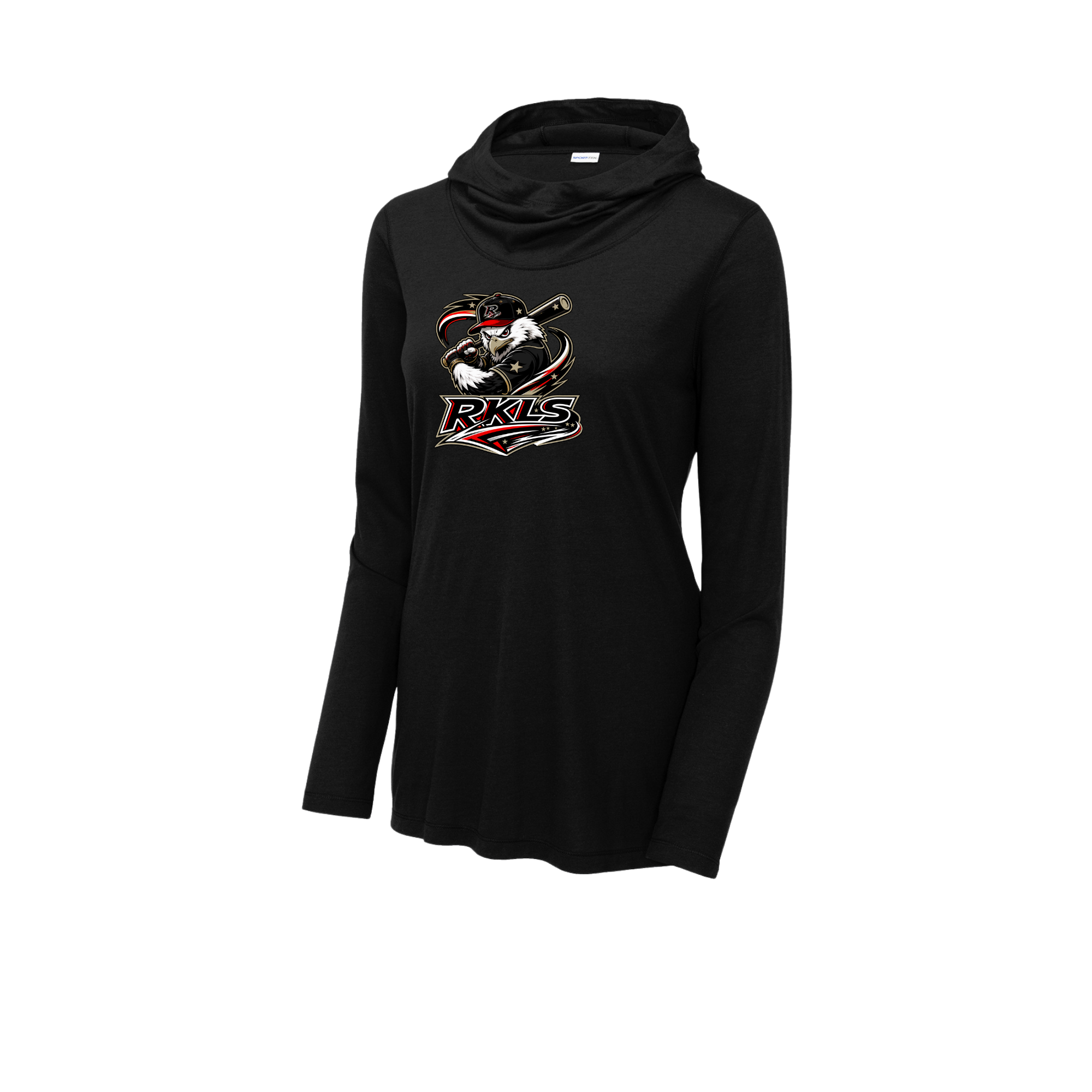 pinellas-reckless-baseball-black-triad-solid-womens-posicharge-tri-blend-wicking-long-sleeve-hoodie-front-logo.png