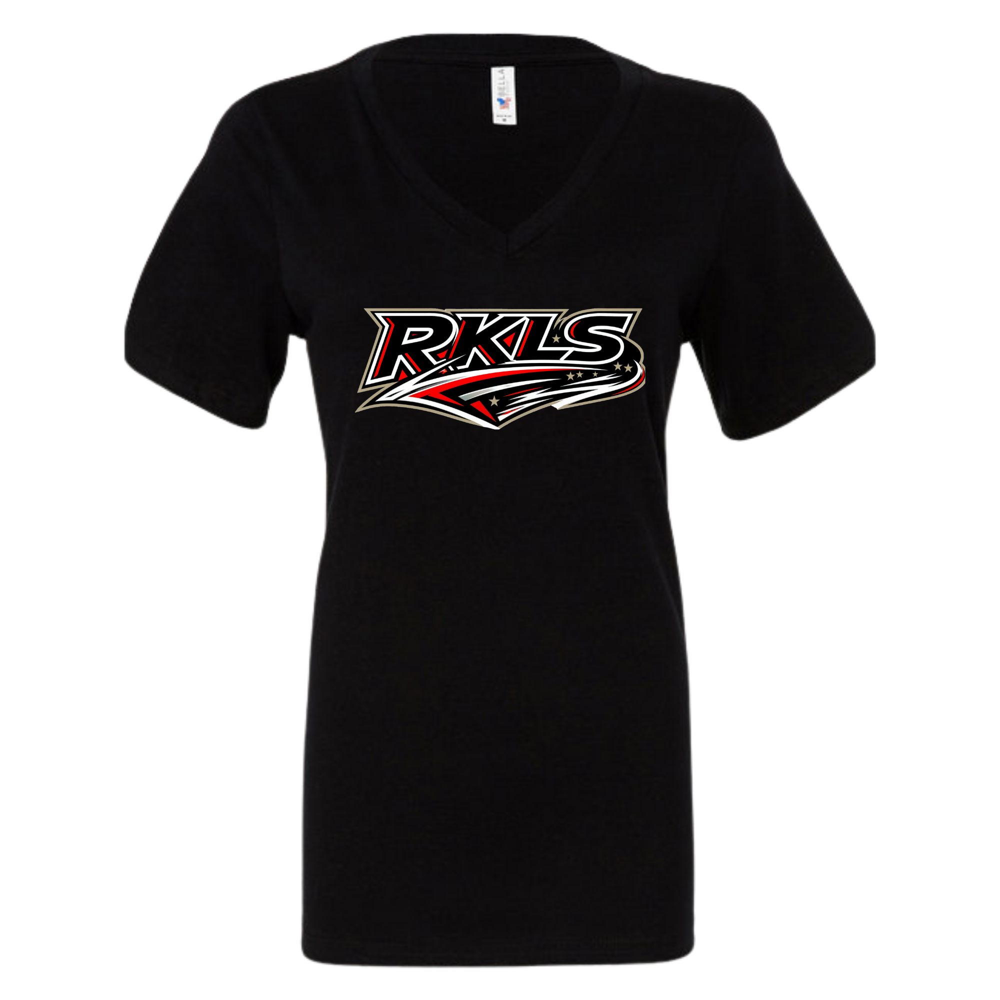 pinellas-reckless-baseball-black-womens-jersey-v-neck-t-shirt-front-logo.png