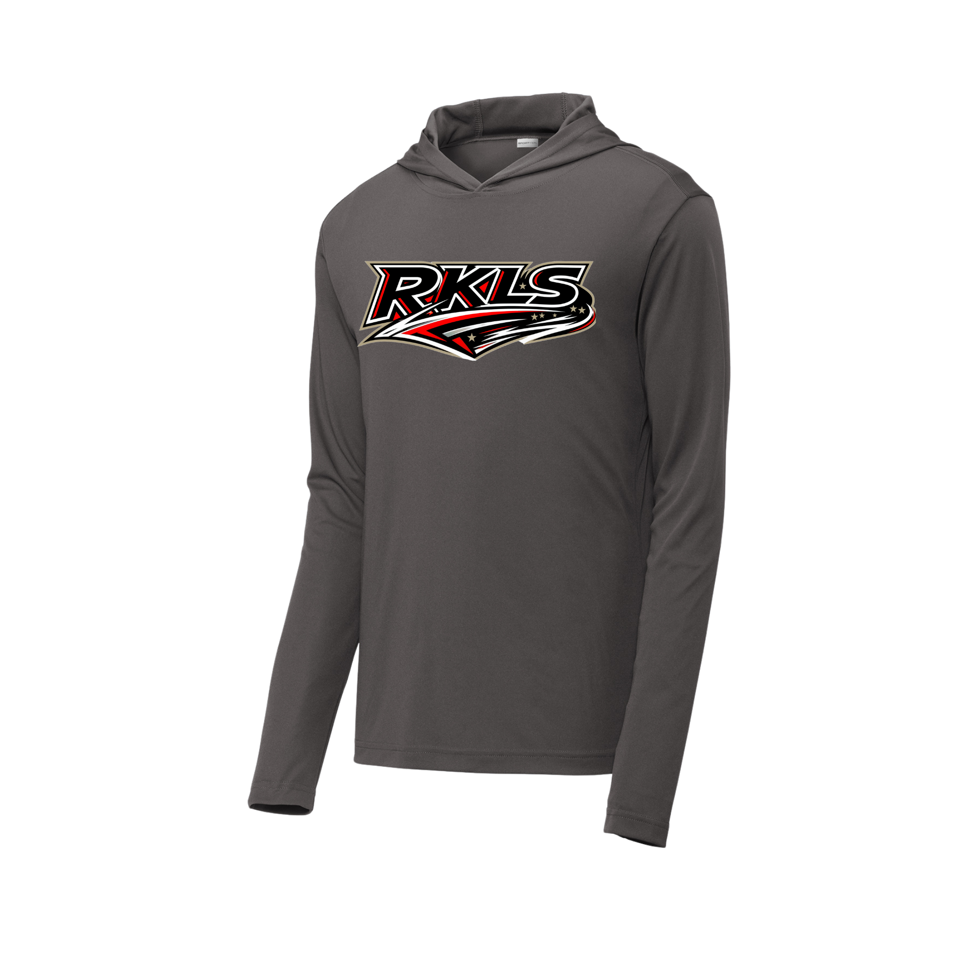 pinellas-reckless-baseball-iron-gray-youth-performance-hooded-pullover-front-logo.png