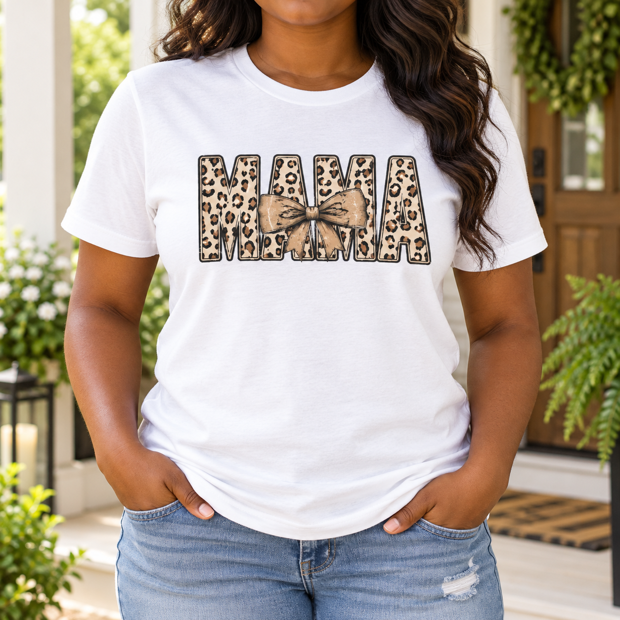 Leopard Bow Mama Graphic Tee