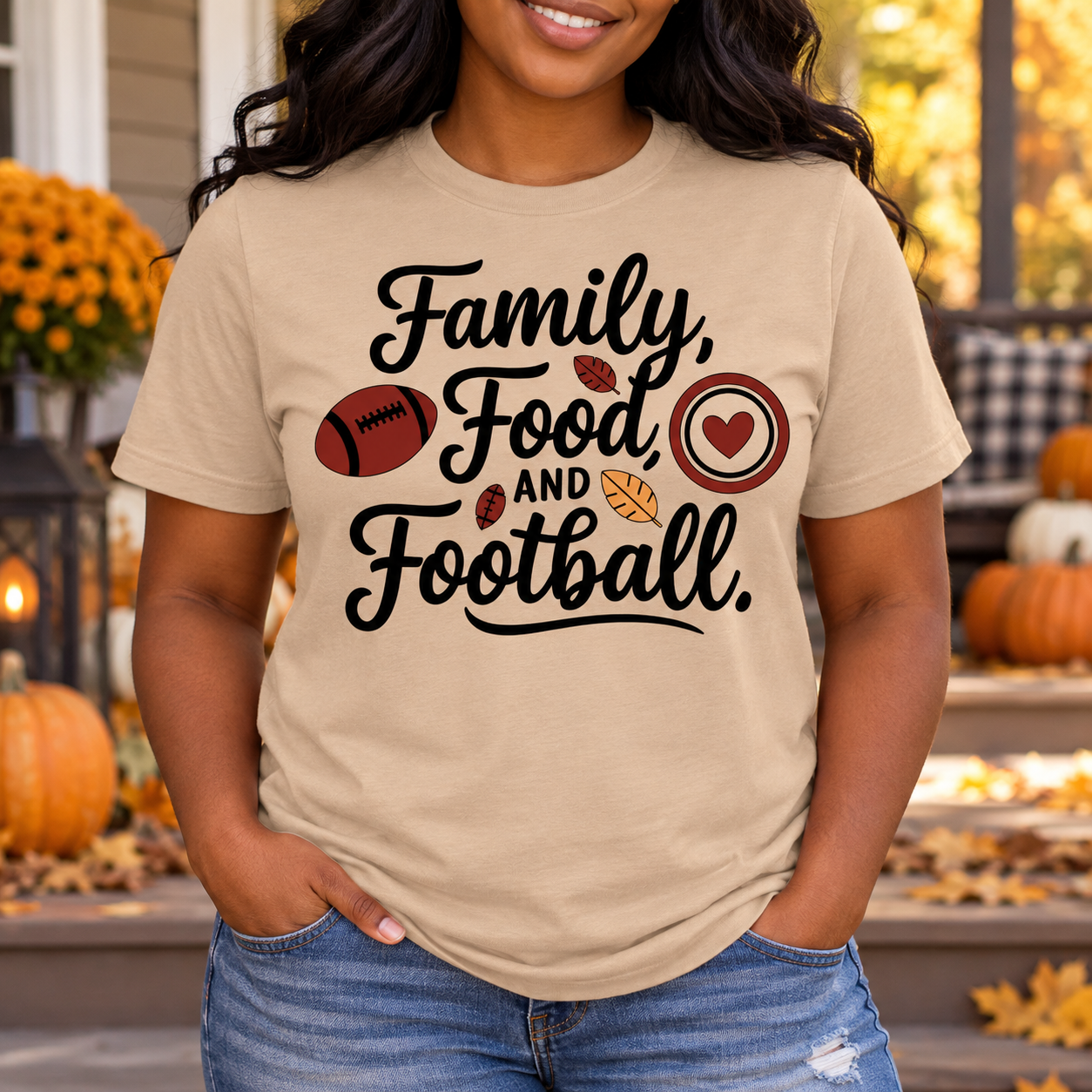 Family Food and Football Thanksgiving Tee