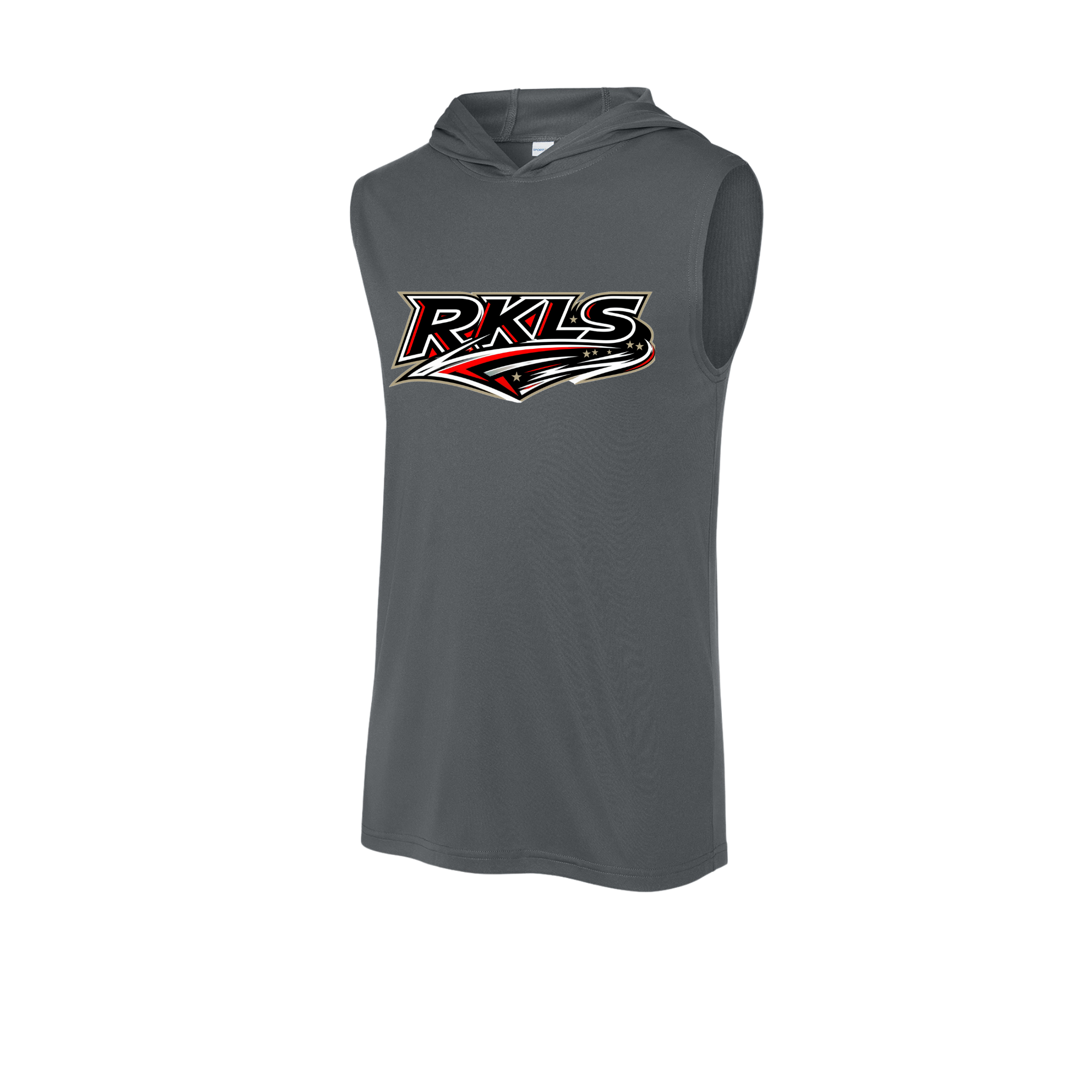 pinellas-reckless-baseball-iron-gray-performance-sleeveless-hoodie-front-logo.png