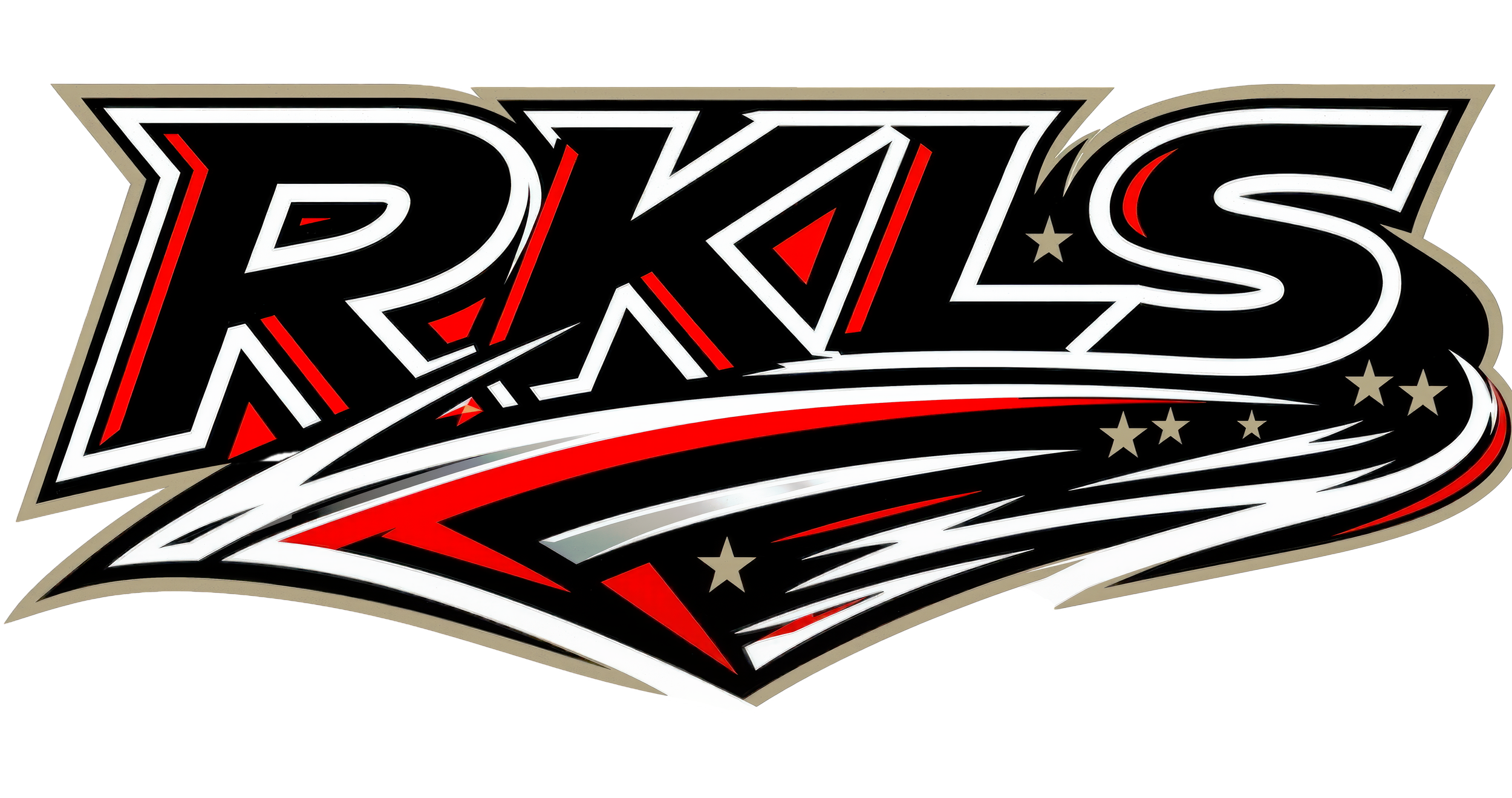 NASA logo with stylized stars and stripes design in black, red, white, and beige colors.