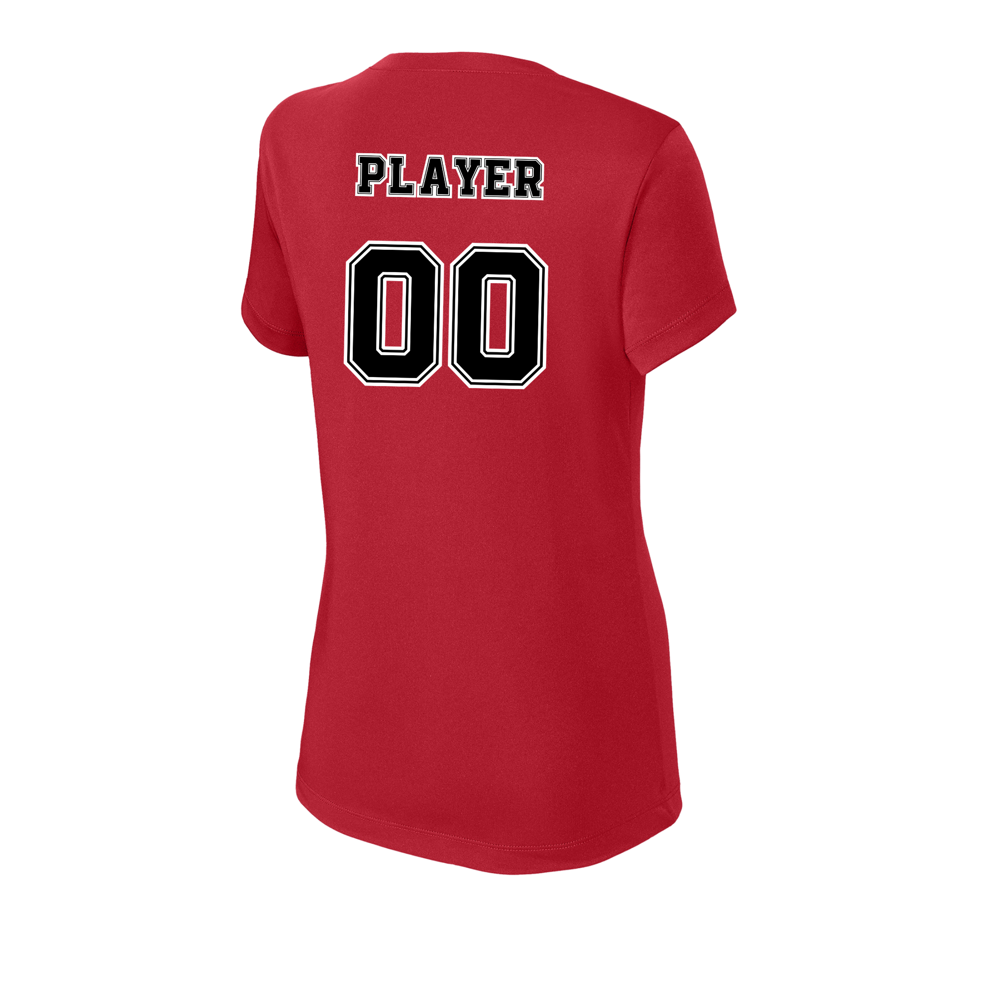 pinellas-reckless-baseball-red-womens-performance-v-neck-t-shirt-personalized-back.png
