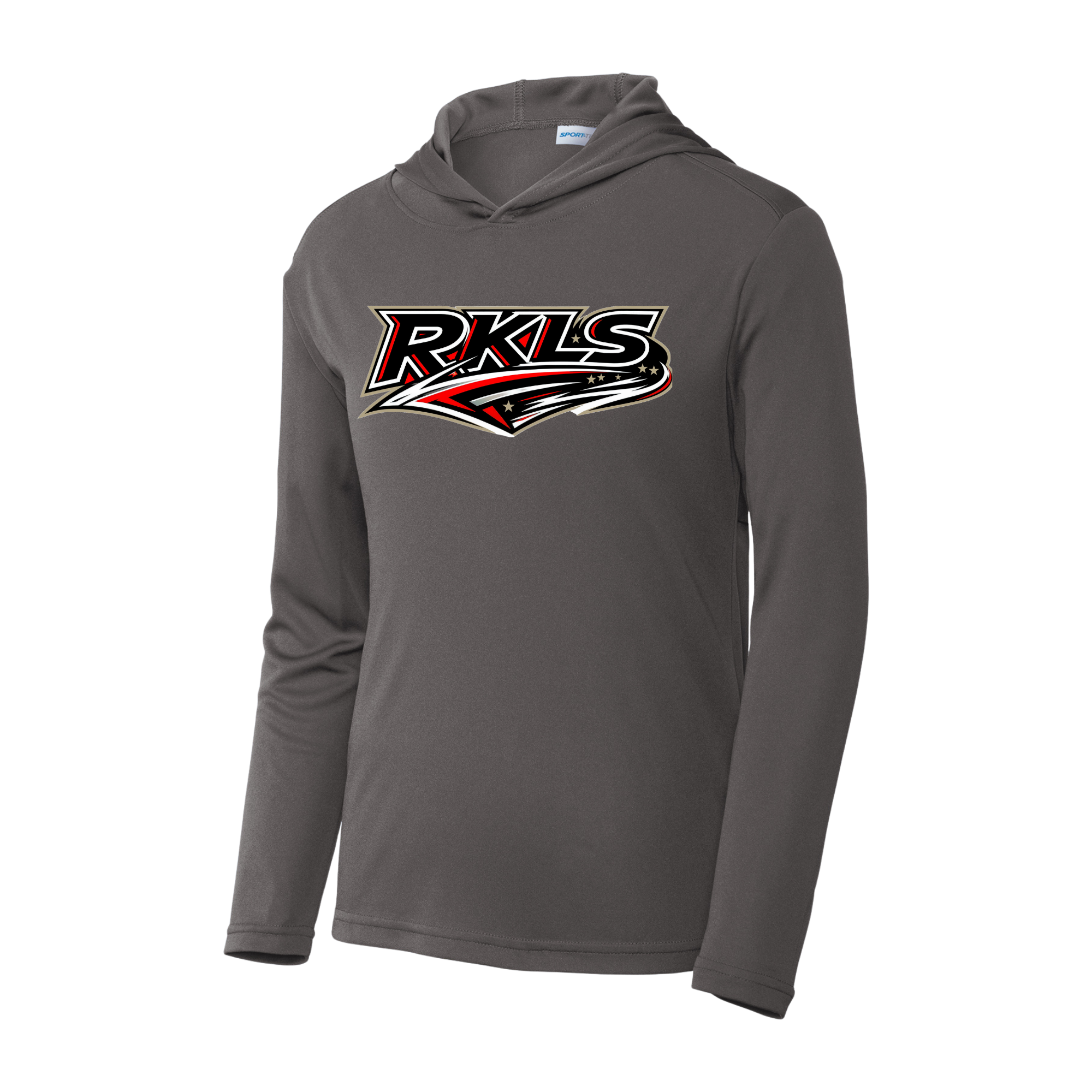 pinellas-reckless-baseball-iron-grey-youth-performance-hooded-pullover-front-logo.png