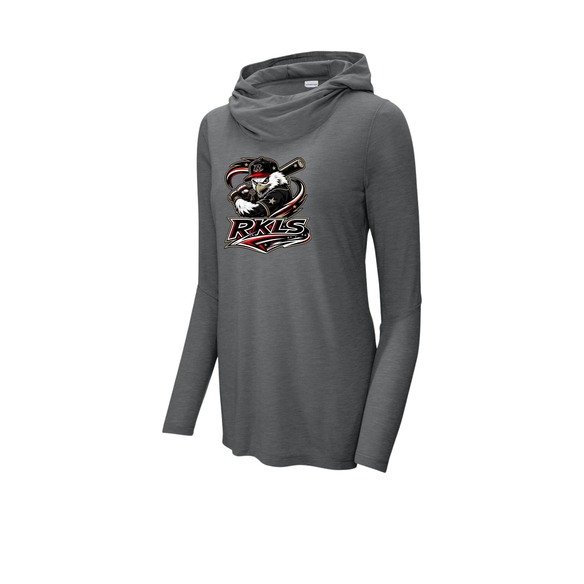Reckless Baseball Eagle Logo Women's Tri-Blend Cowl-Neck Long Sleeve Hoodie | Sport-Tek LST406