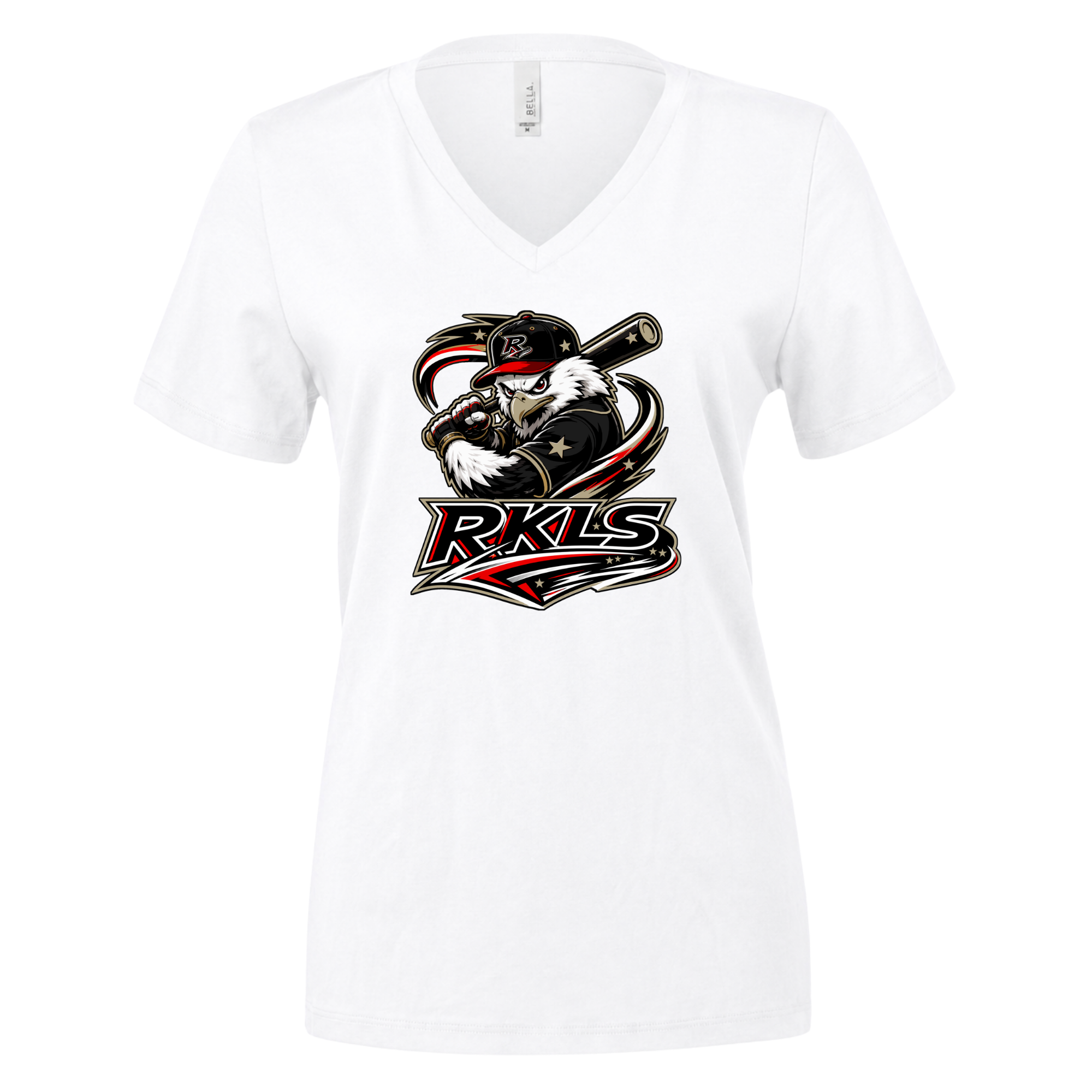Reckless Baseball Eagle Logo Women's Relaxed V-Neck T-Shirt | BELLA+CANVAS BC6405
