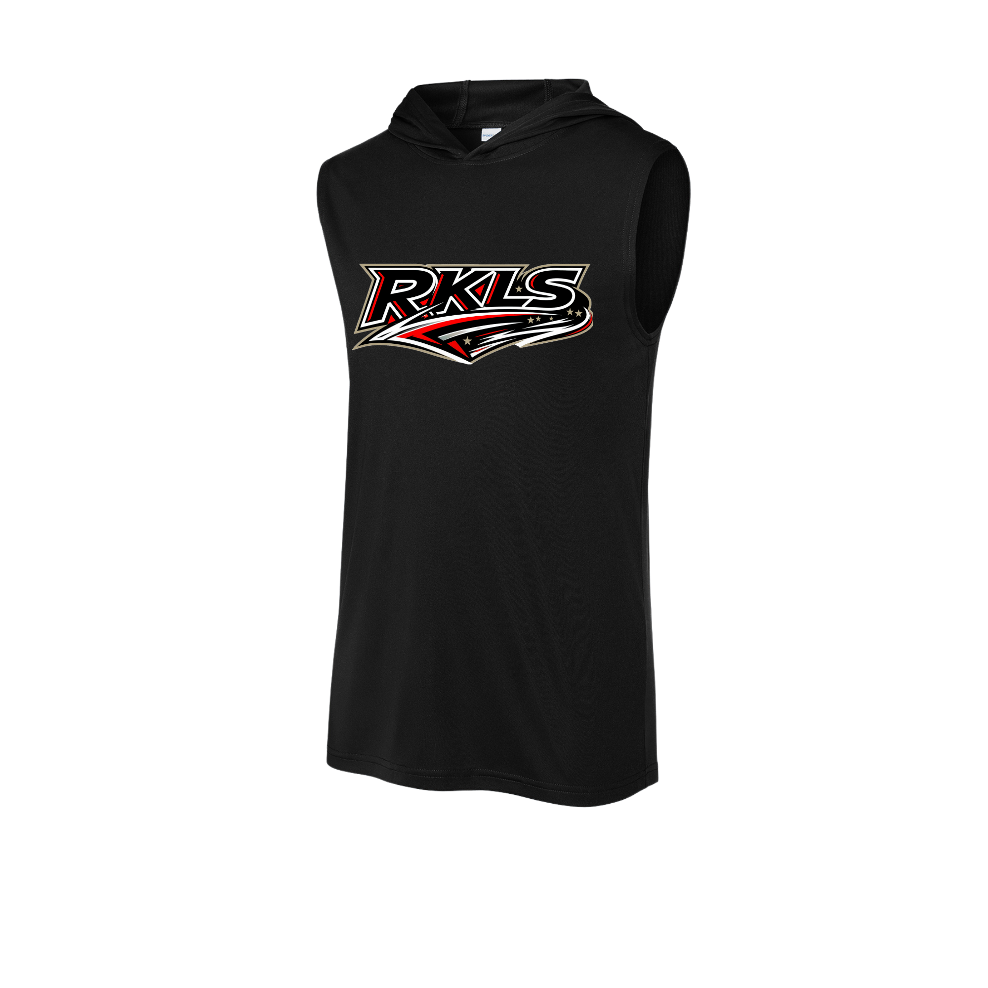 pinellas-reckless-baseball-black-performance-sleeveless-hoodie-front-logo.png