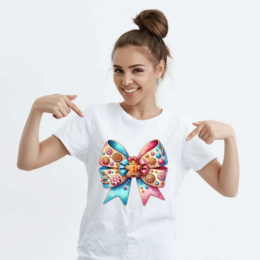 Gingerbread Candy Bow Christmas T-Shirt