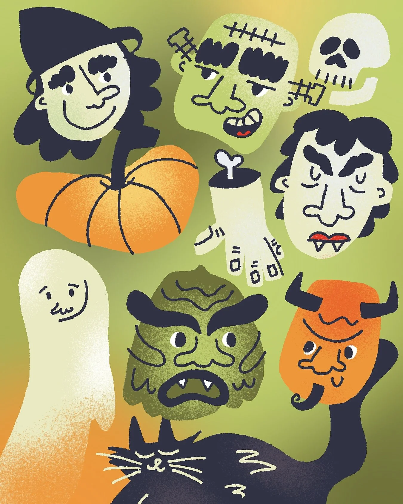 Just doodling some Halloween pals 👻🕸️🌙 #halloween #sketchbook #procreate #digitalart #digitalillustration