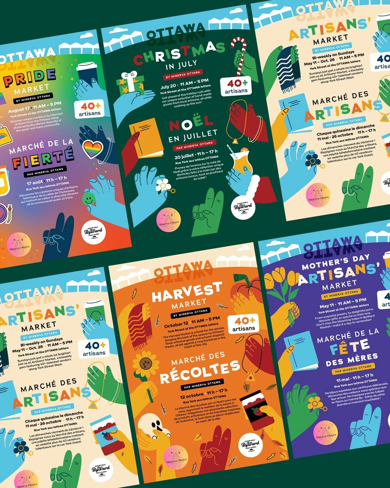 I forgot to share these from awhile ago but love how this market poster series looks all together! 👌✌️🤙#posterdesign #design #graphicdesign #ottawa #illustration #freelancedesigner