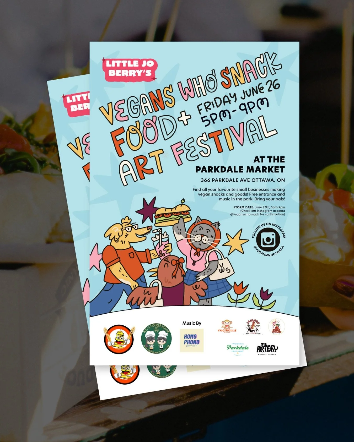 New poster drop for the best food fest EVER 🌽🥐🌯🌮🧆🧁🍩 Mark your calendars for June for the first @veganswhosnack of the season! #poster #posterdesign #ottawaevents #vegan
