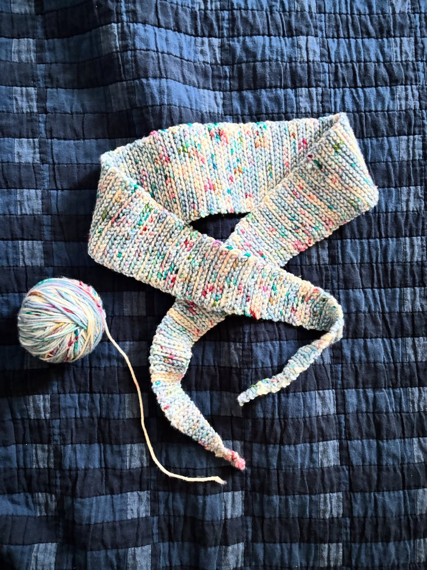 Finished crocheting a dainty little scarf just in time for spring 🧶 Probably get to wear it for a day or two before it&rsquo;s not scarf weather anymore so yayyyy 🫠 Bought this beautiful yarn from @britneysfiber at @613flea ! #crochet #yarn #scarf