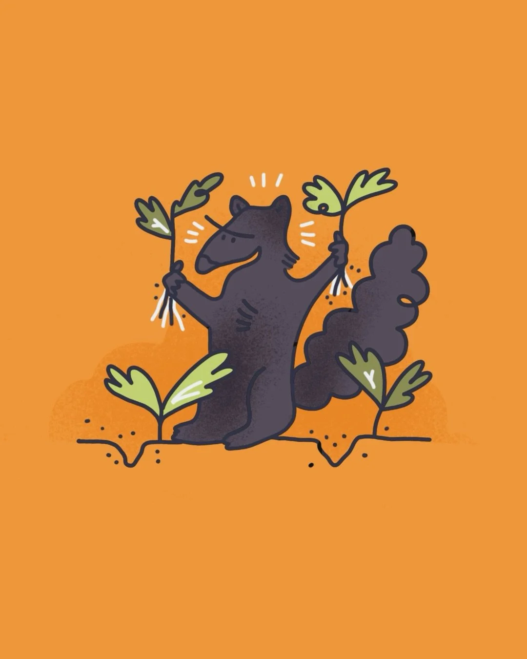 The garden bandit in action 🌱👀 Love him though. Found a little stash of pistachio shells under the planter so the squirrels have been eating fancy in Sandy Hill #squirrel #digitalart #illustration #procreate #sandyhill