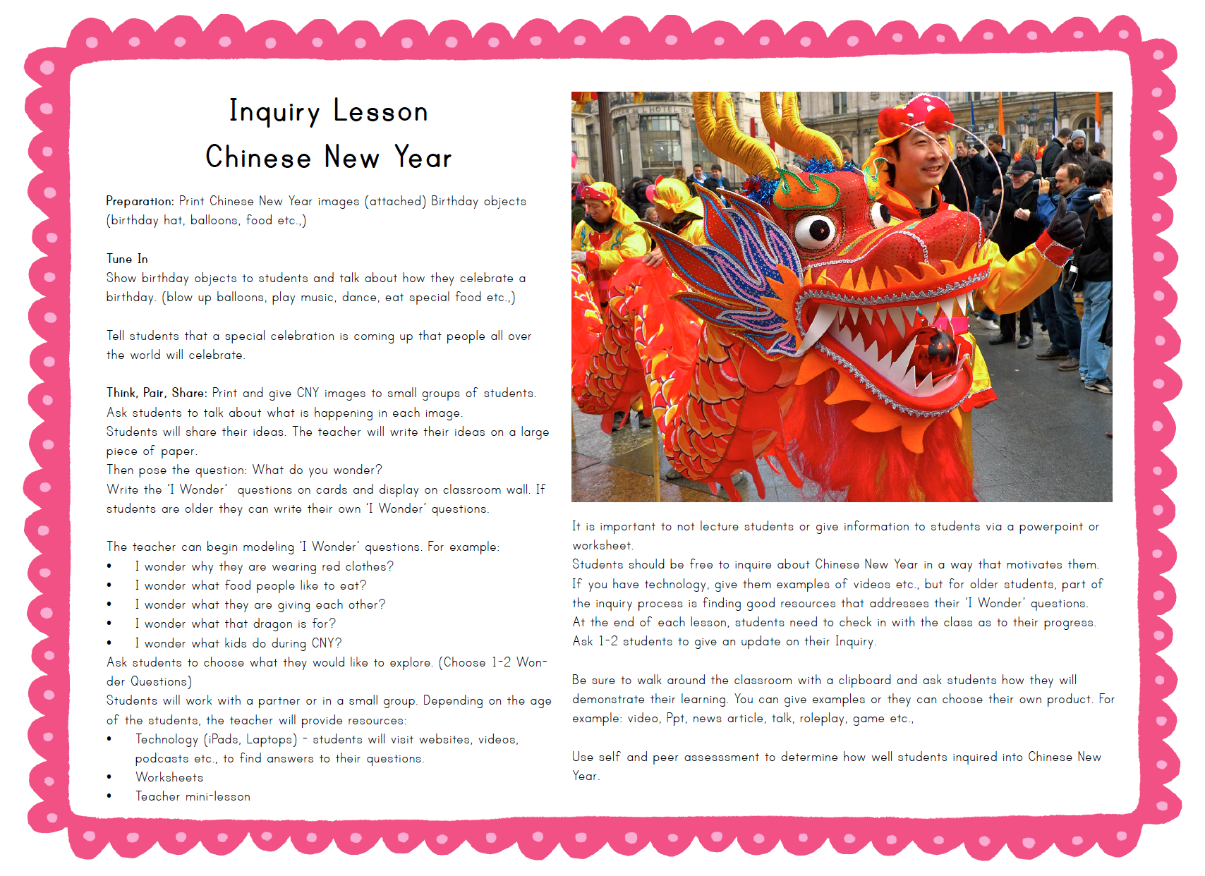 Chinese New Year: Mini Inquiry Lesson Plan
