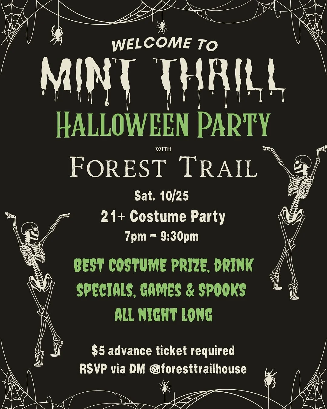 🎃We have two big Forest Trail Halloween bashes coming up&mdash;one for the adults and one for families! 🦇

👻 Join us the weekend before all hallows eve for costume contests, games and prizes, vintage Halloween tunes, and of course, great drinks an