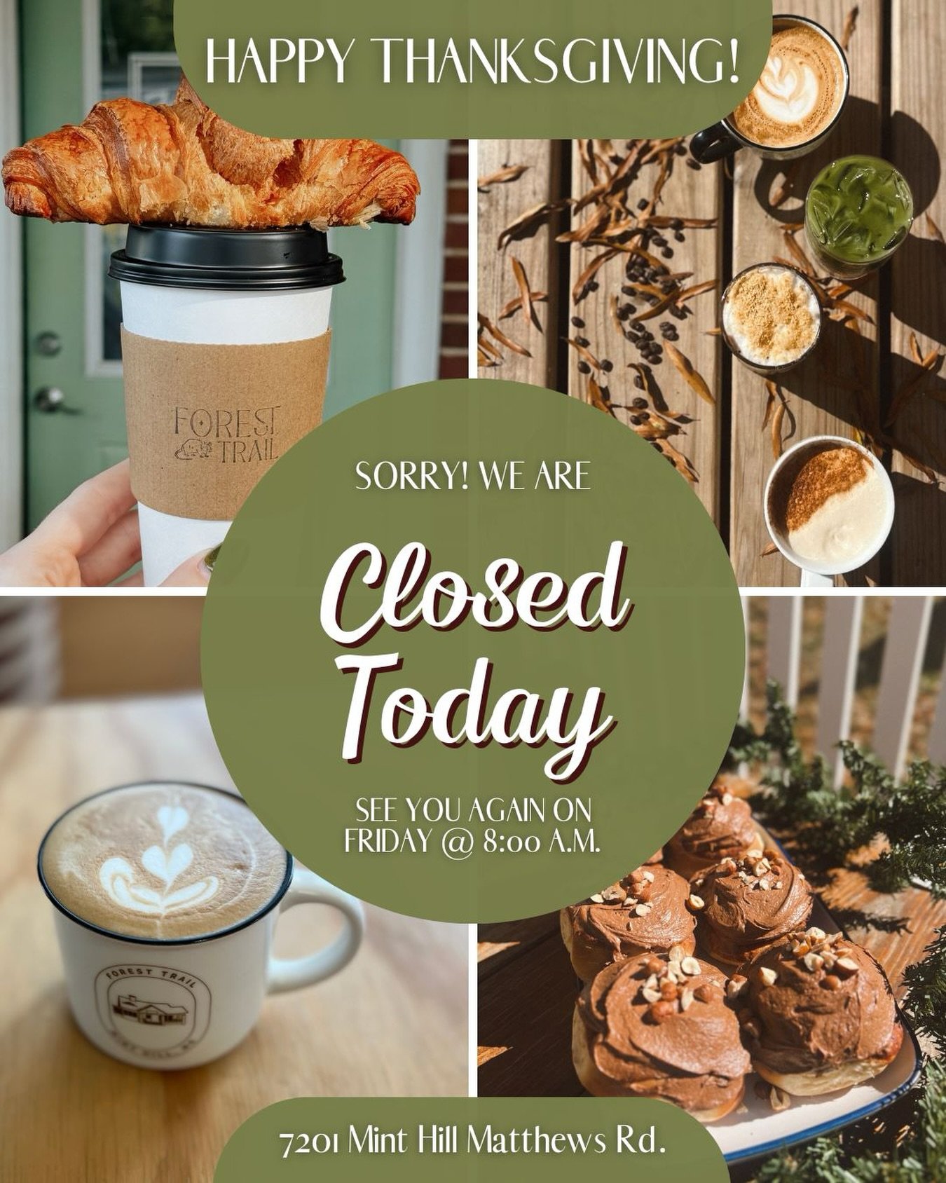We&rsquo;re closed today to give our staff a much-deserved day off to gather with loved ones. We are so grateful for our amazing staff, our incredible customers and this beautiful town we call home. We are wishing you all a very happy and safe Thanks