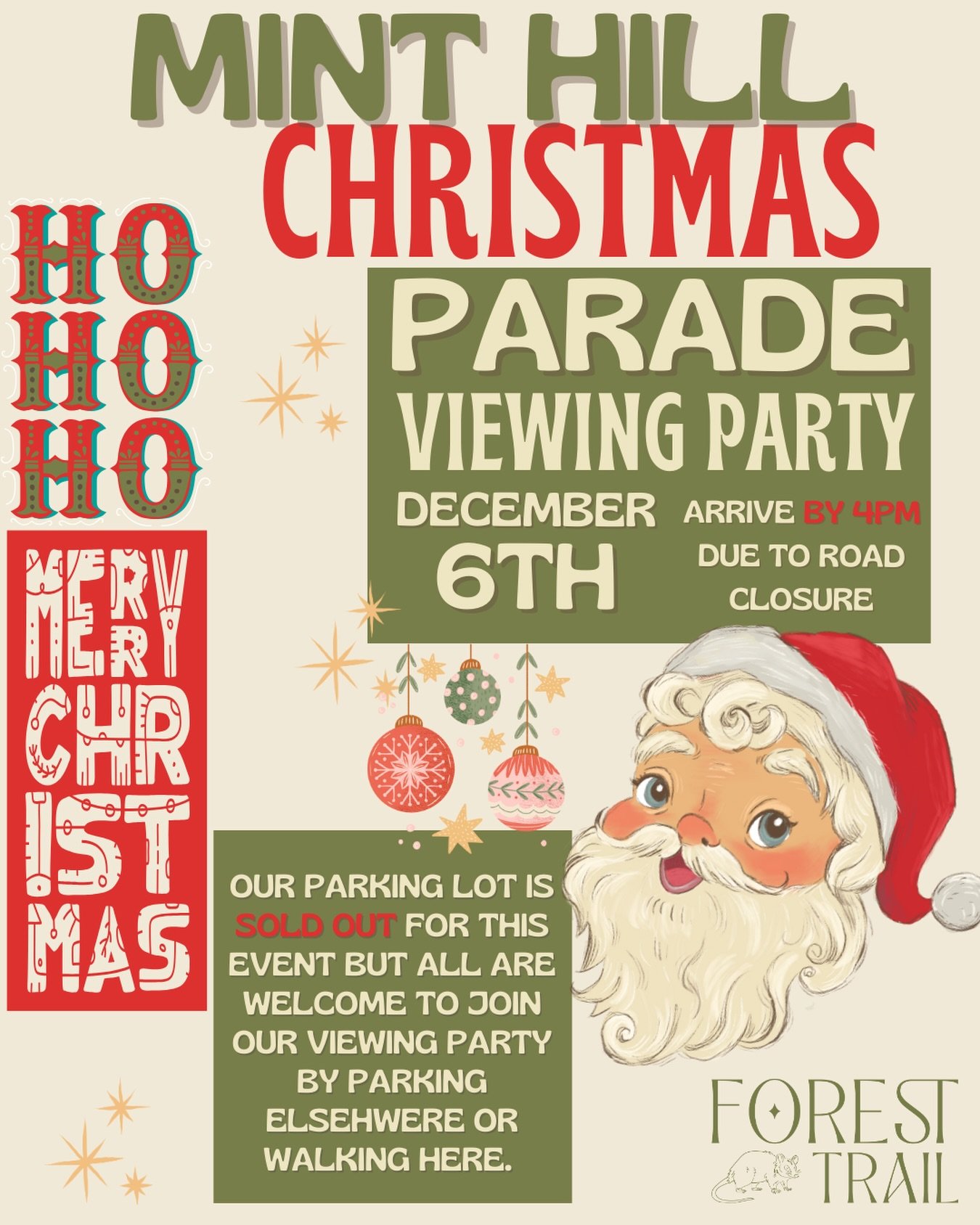 🚨Only one more sleep until the Mint Hill Christmas Parade! 🎅 Are you planning to party with us? Here&rsquo;s what you need to know:

🚗 Our parking lot is Sold Out and by reservation-only. If you paid to reserve a parking spot, please plan to come 