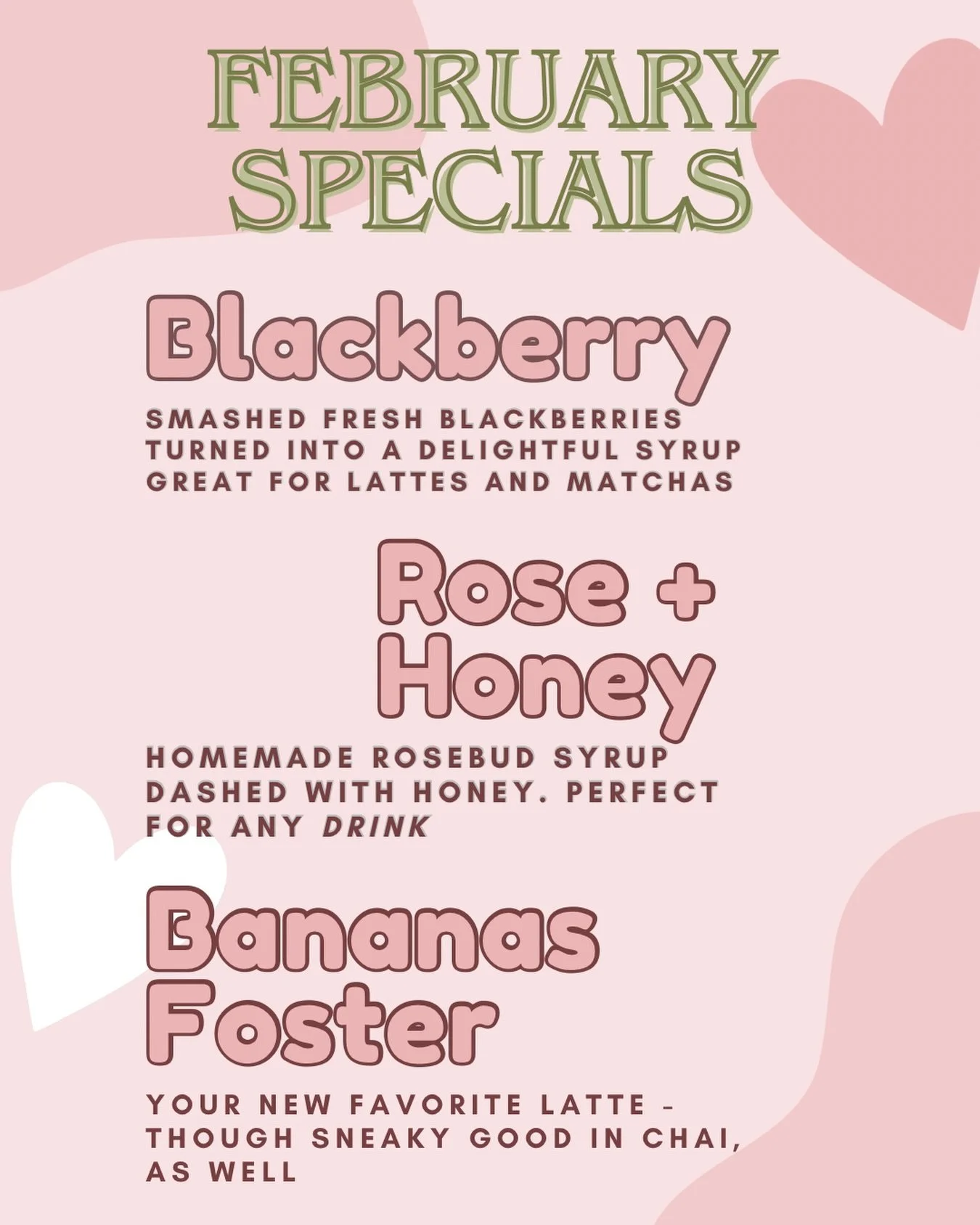 🩷Our February menu is here! Which drink will you try first? 💞☕️