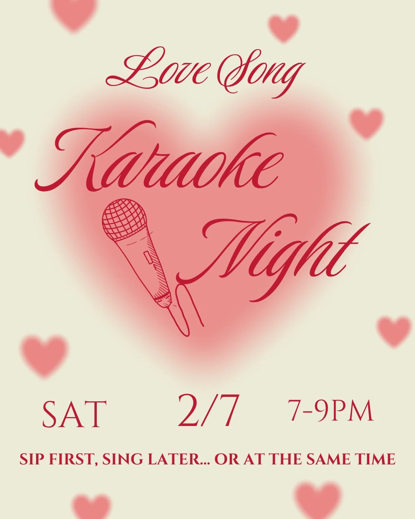 🎤This Saturday, February 7th, come sing with us! 🩷We&rsquo;ll have a list of love songs for you to browse but you&rsquo;re welcome to sing whatever&rsquo;s in your heart! ❤️ Our Christmas karaoke was such a big success we&rsquo;re hoping we can mak