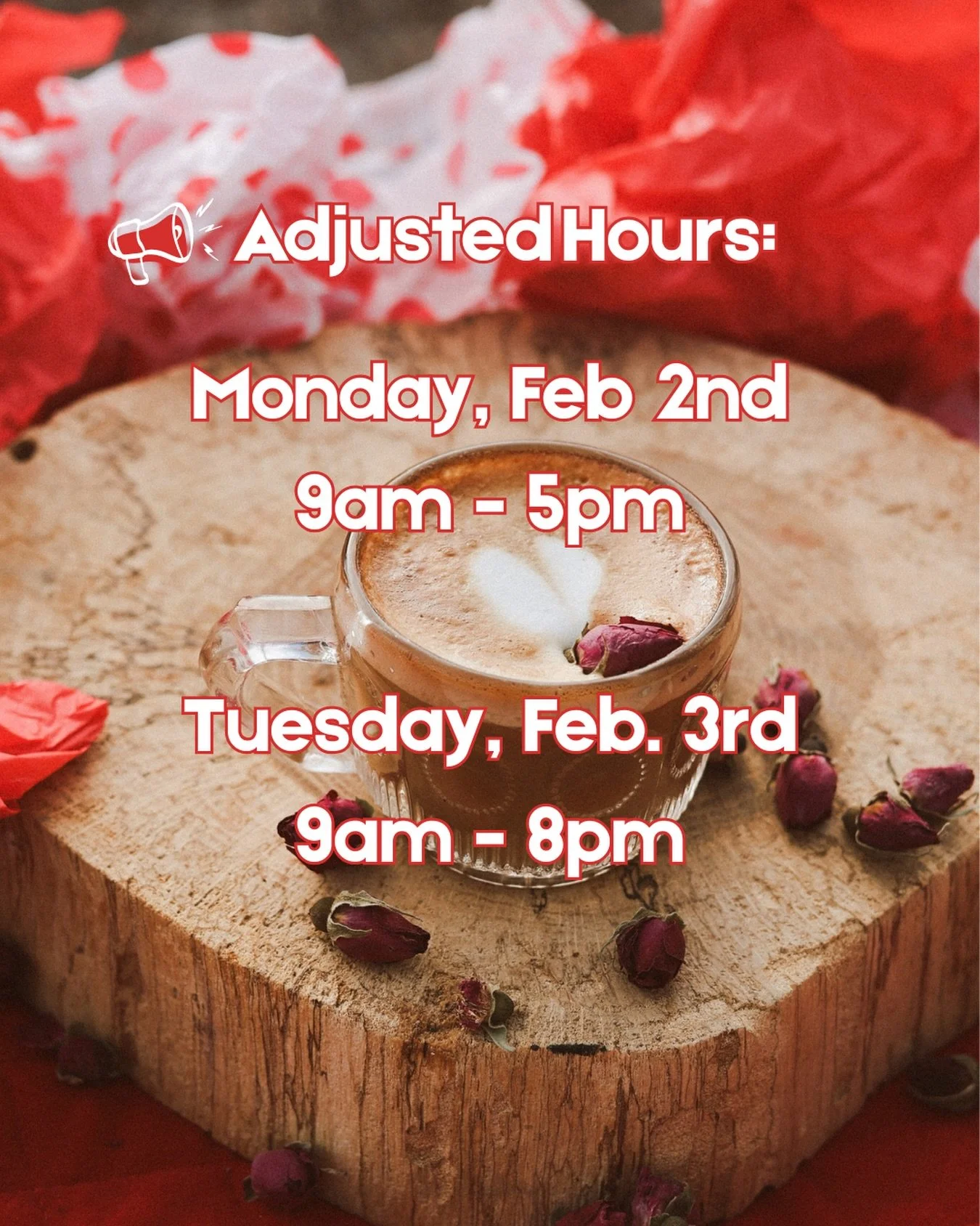 🚨FYI: We&rsquo;re closing at 5pm today and will re-open tomorrow at 9am with a normal closing time of 8pm. THe roads are still quite icy in many areas of Mint Hill, so please, drive safe everyone! If you can get here safely, we&rsquo;d love to see y