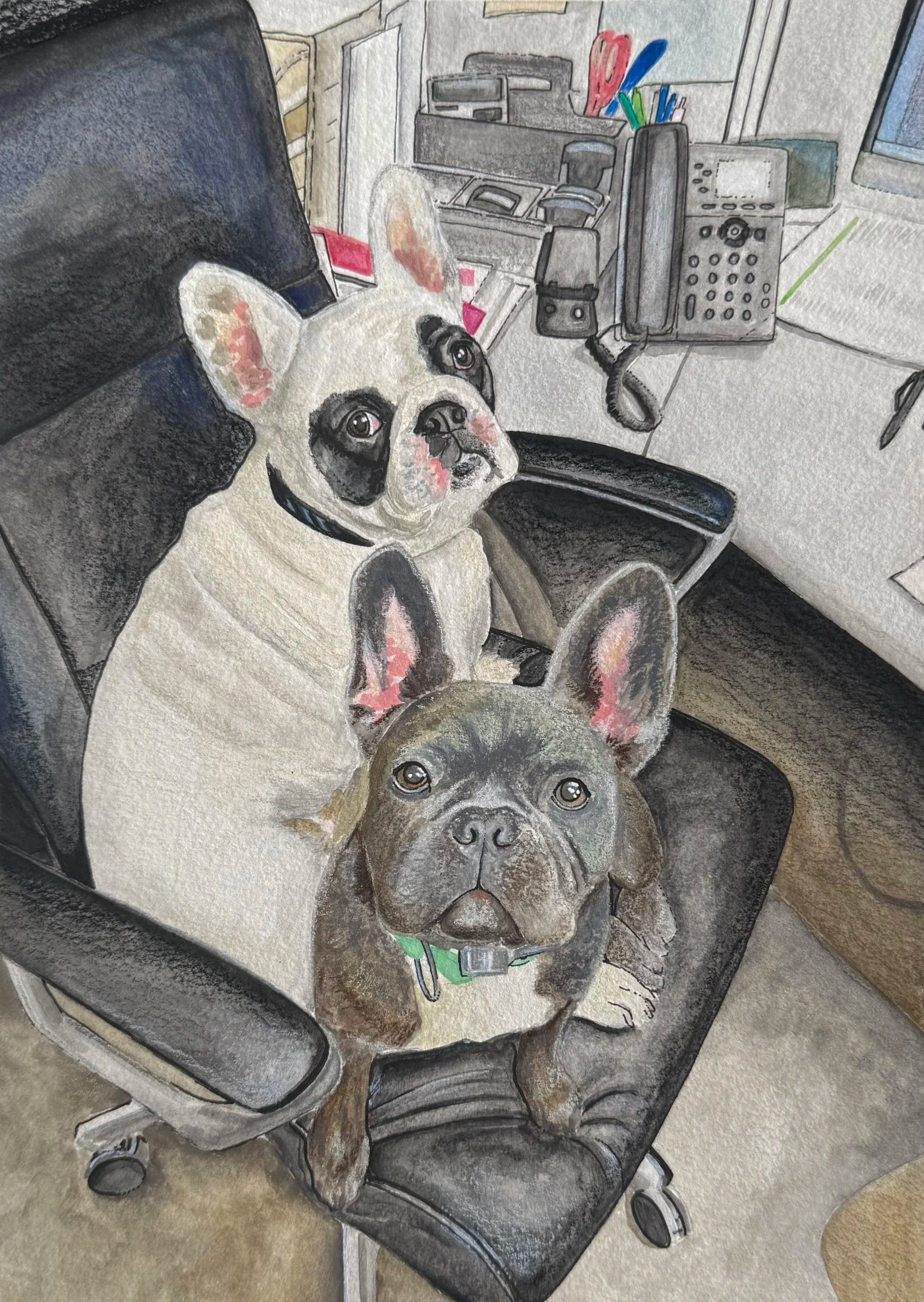 "Rip & Sky"

9x12 mixed media pet portrait on Canson watercolor paper. Completed in Koi-I-Noor watercolors, Prismacolor colored pencils, and an assortment of inks.

June 2026