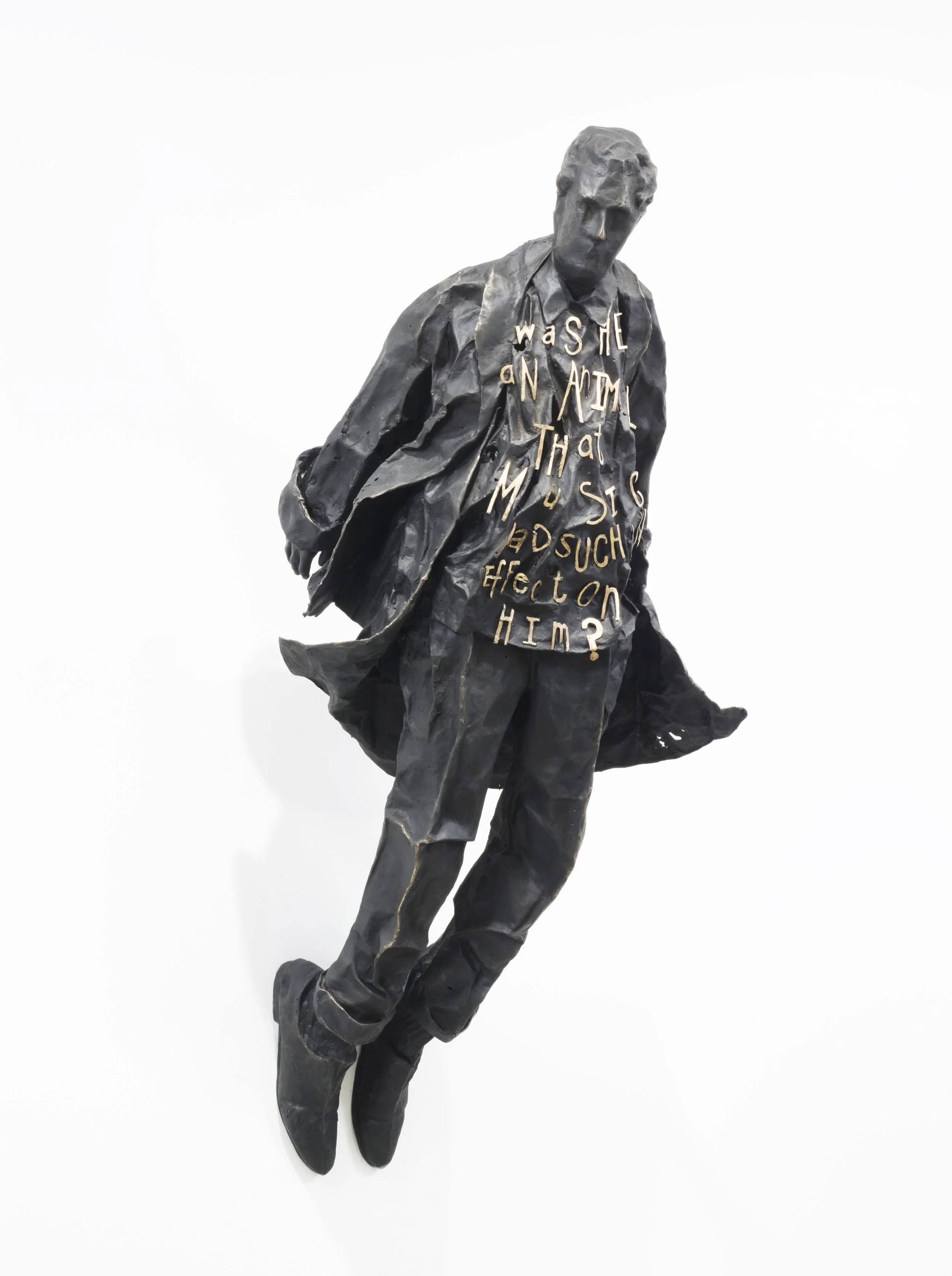 LESLEY DILL: FAITH ( "WAS HE AN ANIMAL THAT MUSIC HAD SUCH AN AFFECT ON HIM?"- FRANZ KAFKA), 2010, Cast Bronze, 60 x 26 x 18 in. 152.4 x 66 x 45.7 cm.