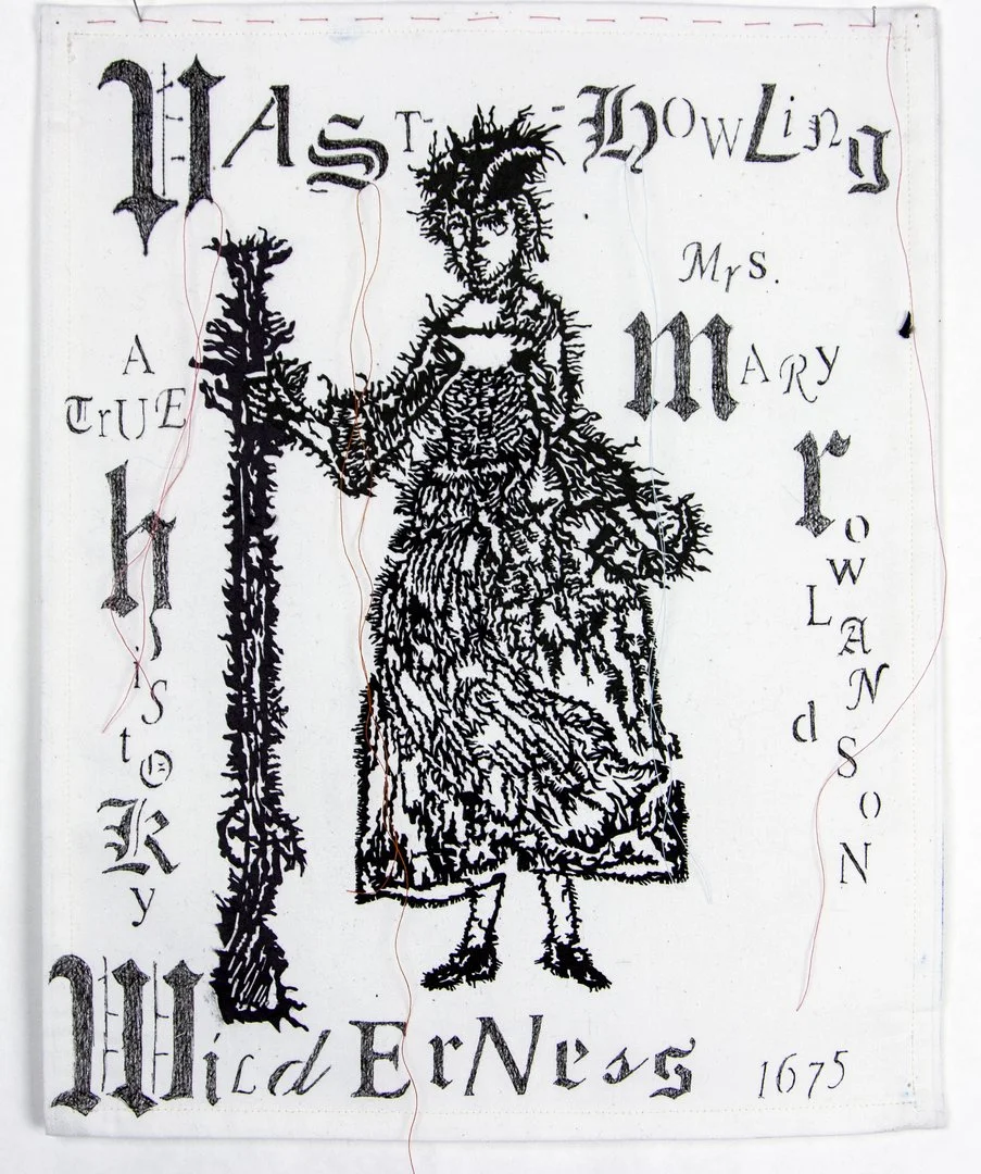 LESLEY DILL: HOWLING WILDERNESS, 2018 thread, paper, ink on Tyvek backed fabric 14 x 11 in. 35.6 x 27.9 cm., signed "Lesley Dill"
