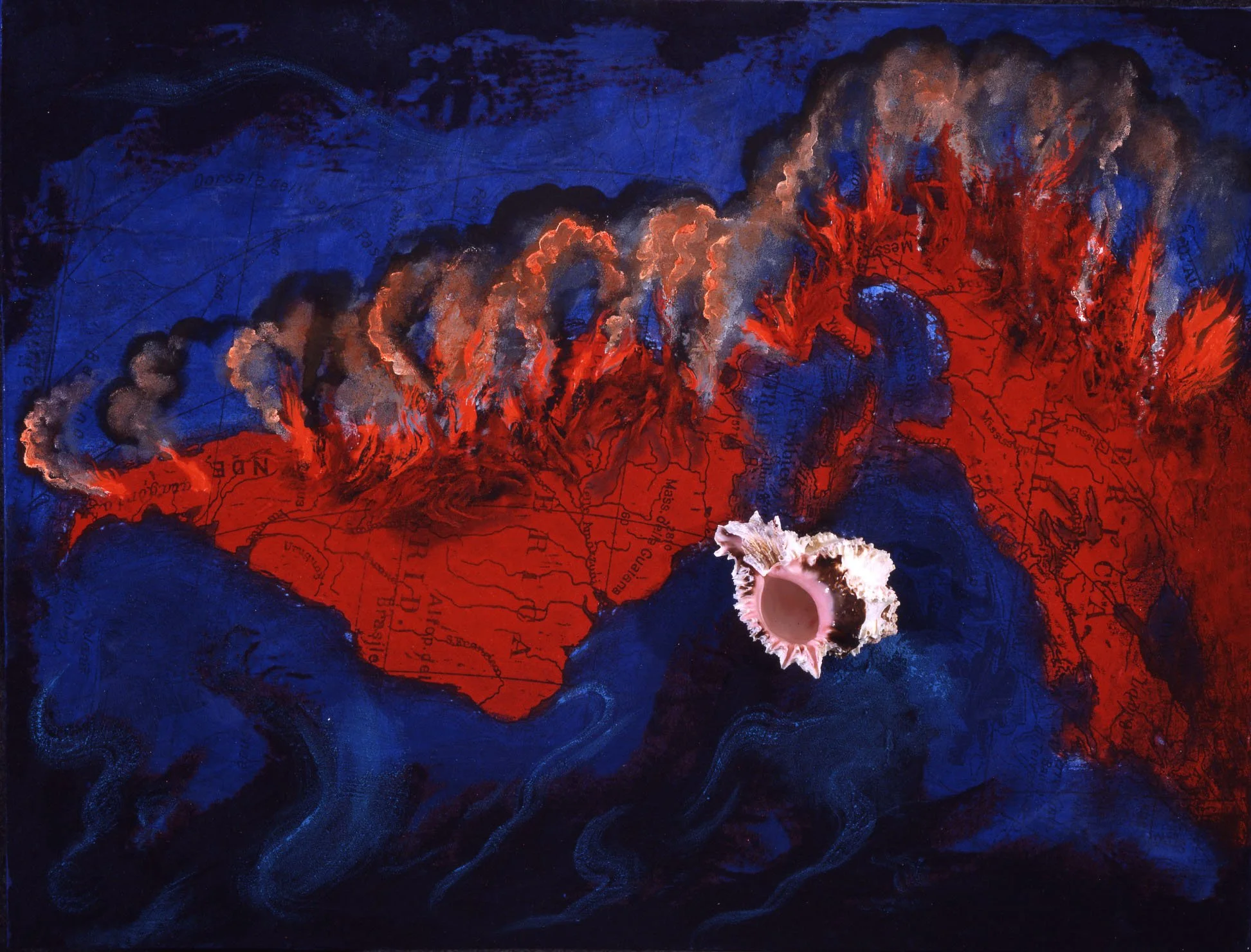 Silvio Merlino
1492-1992, 1990
mixed media on canvas
23 3/4 x 31 1/2 in.    60.3 x 80 cm. 
