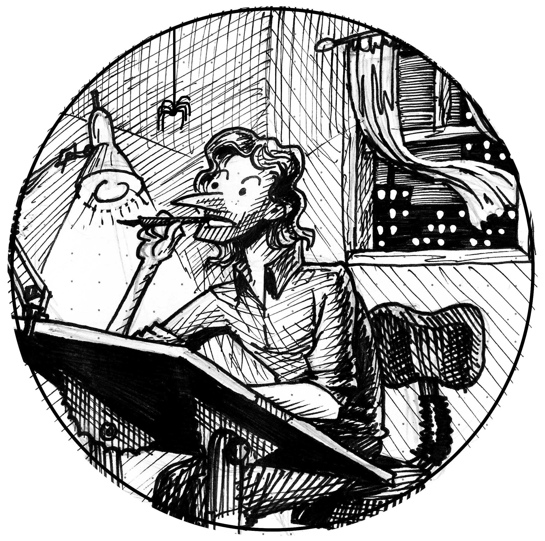 Drawn headshot of Isaac Roller