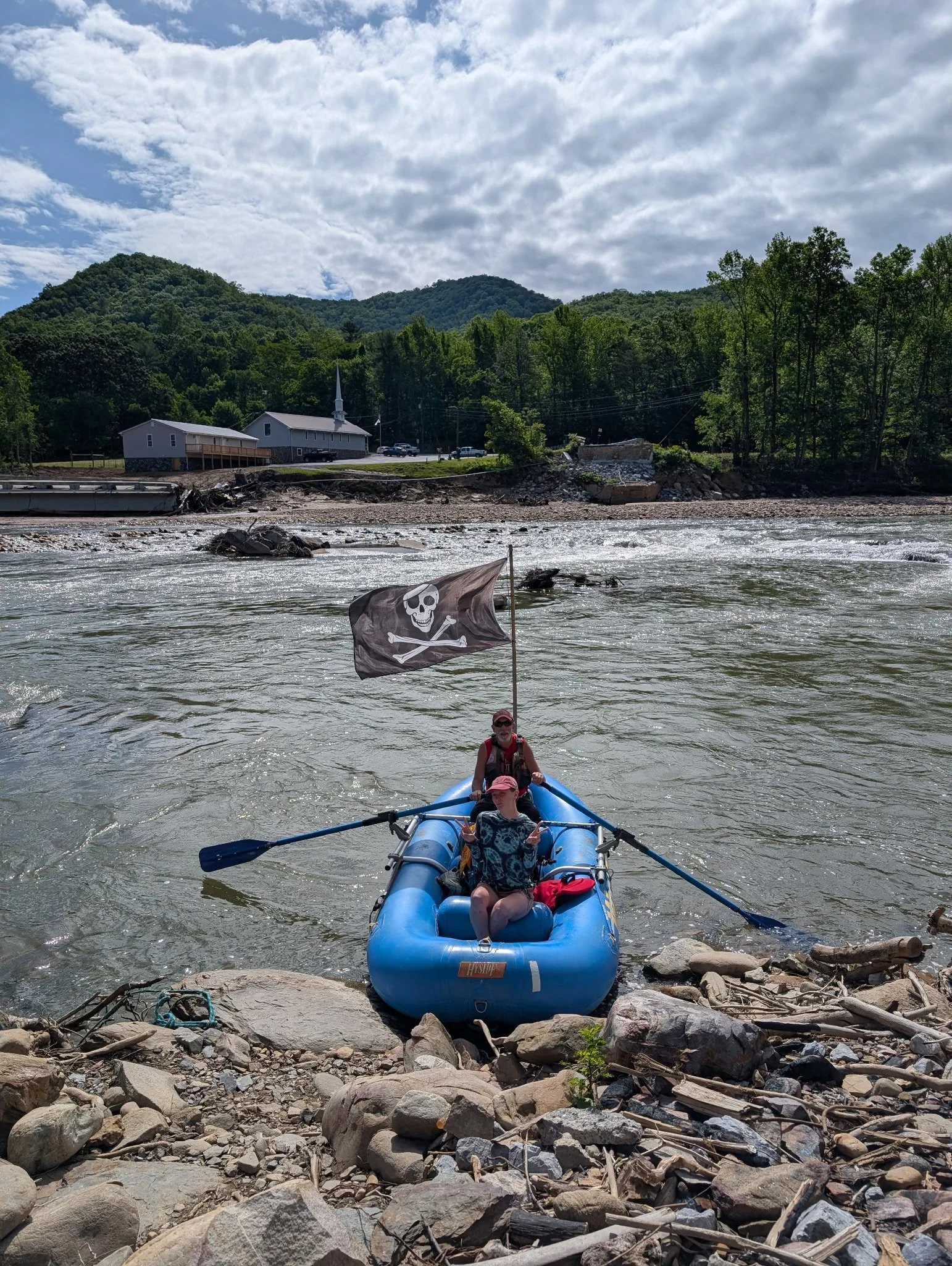 Michael Crooks ferrying a thru hiker on the Appalachian Trail after Hurricane Helene took out the bridge near Chestoa in Erwin, TN.