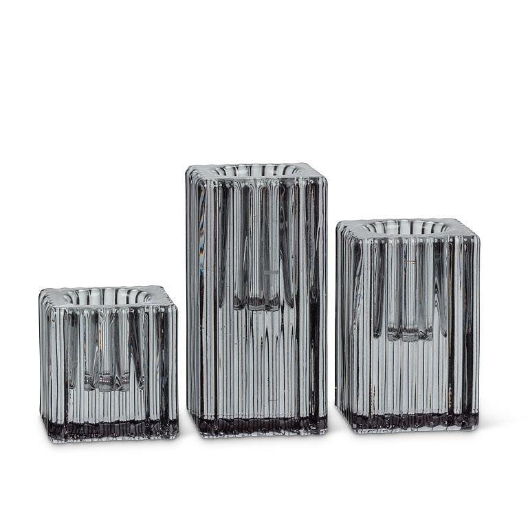 Set of 3 Taper Glass Candle Holders
