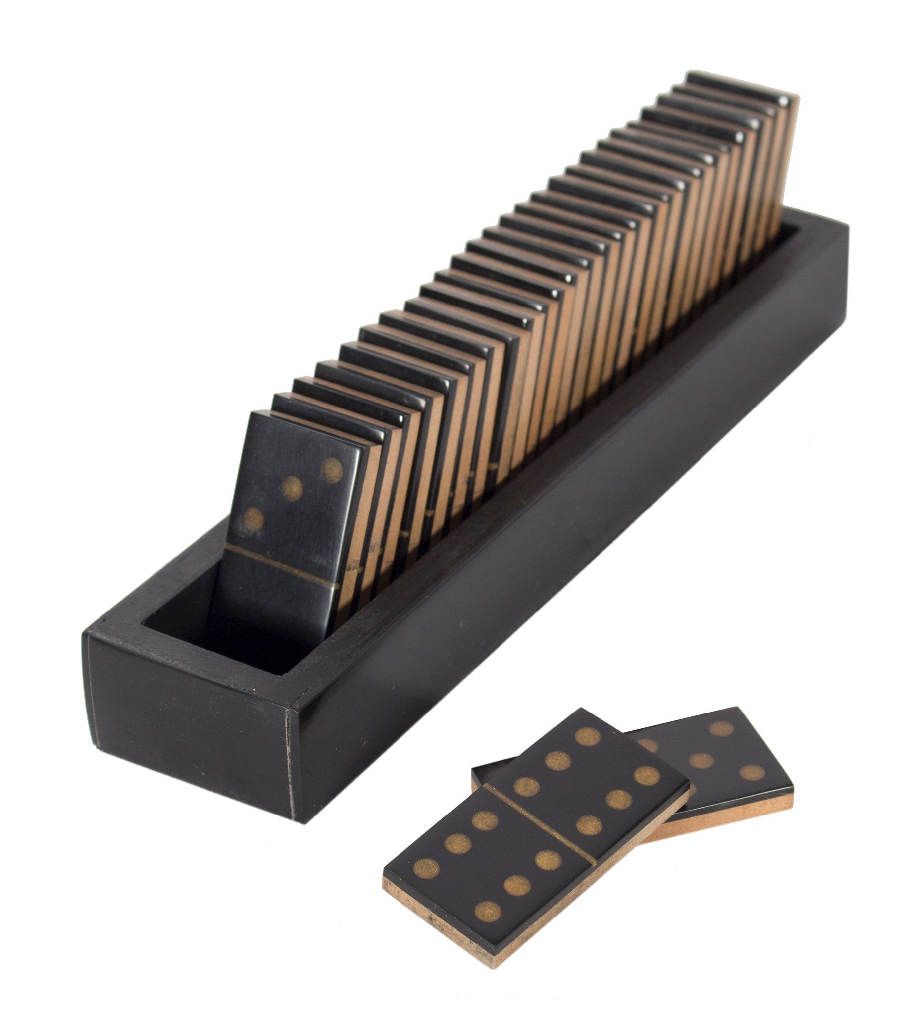 Black Resin Domino Set in Black Tray