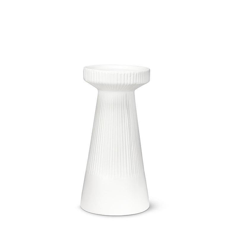 8" Matte White Ceramic Candle Holder