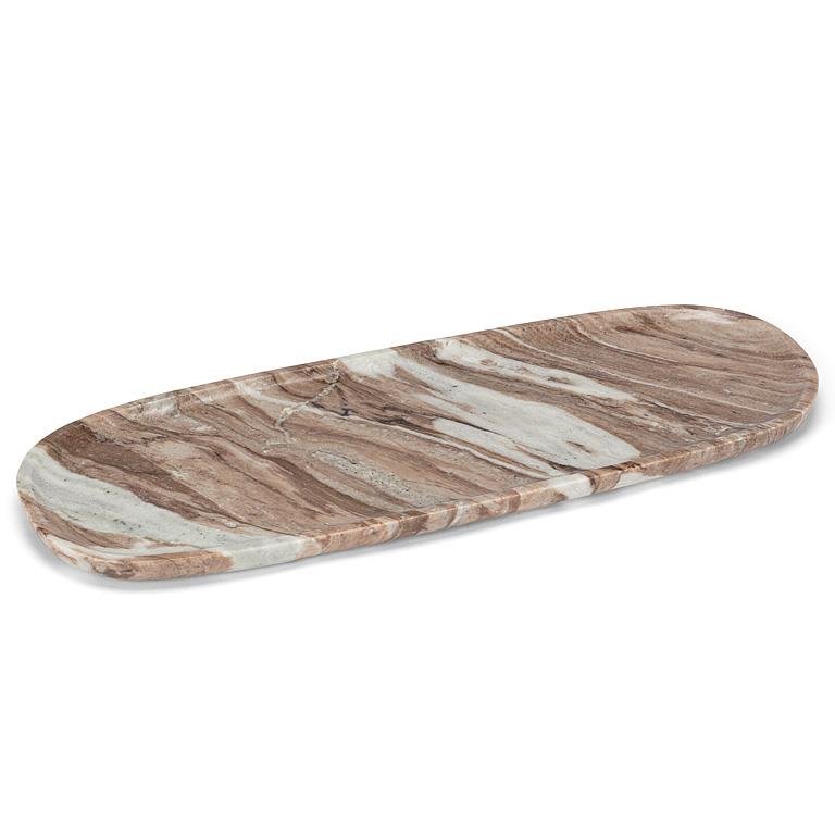 Large Brown + Blush Marble Tray