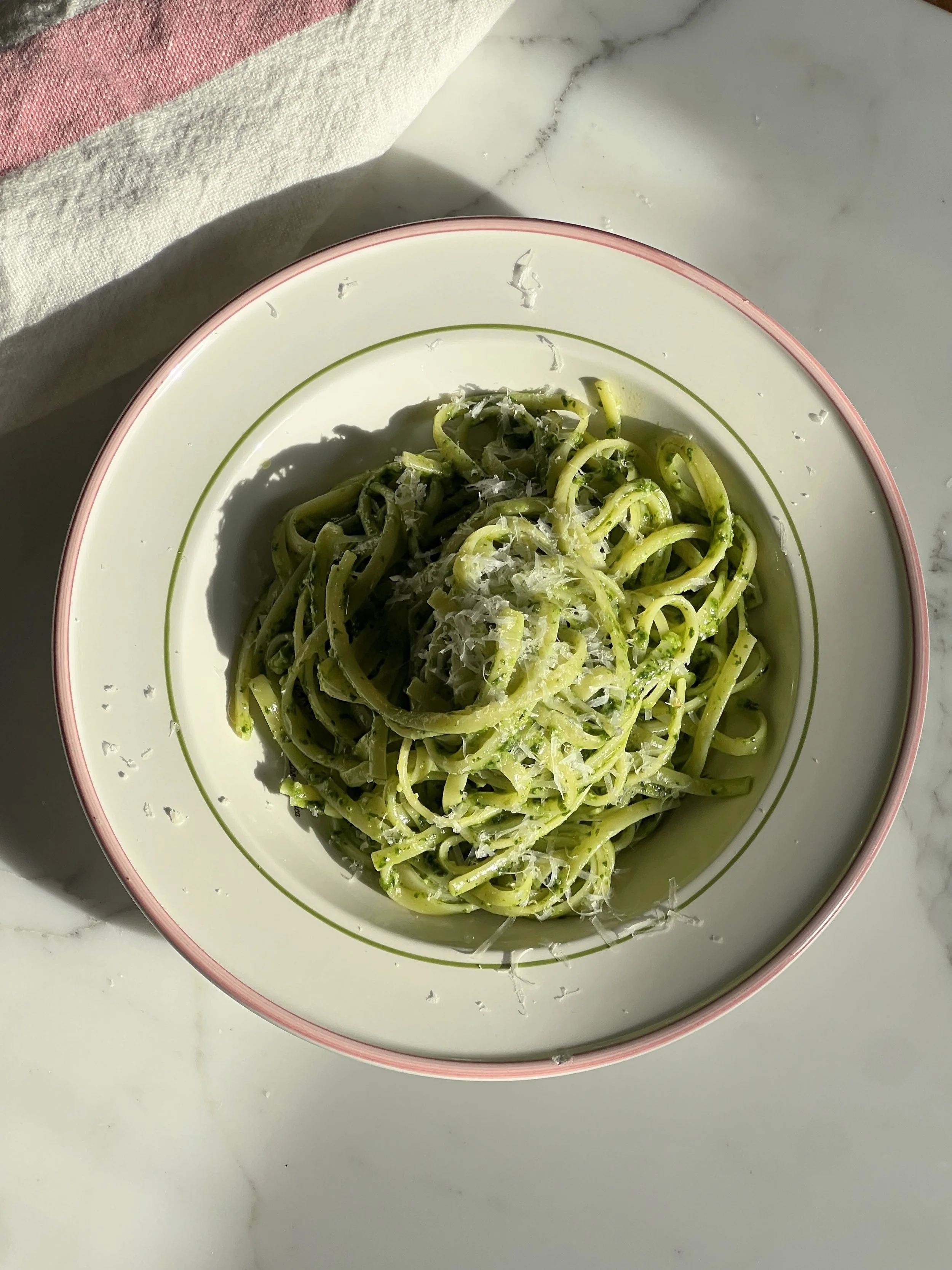 Linguine med ramsløkpesto